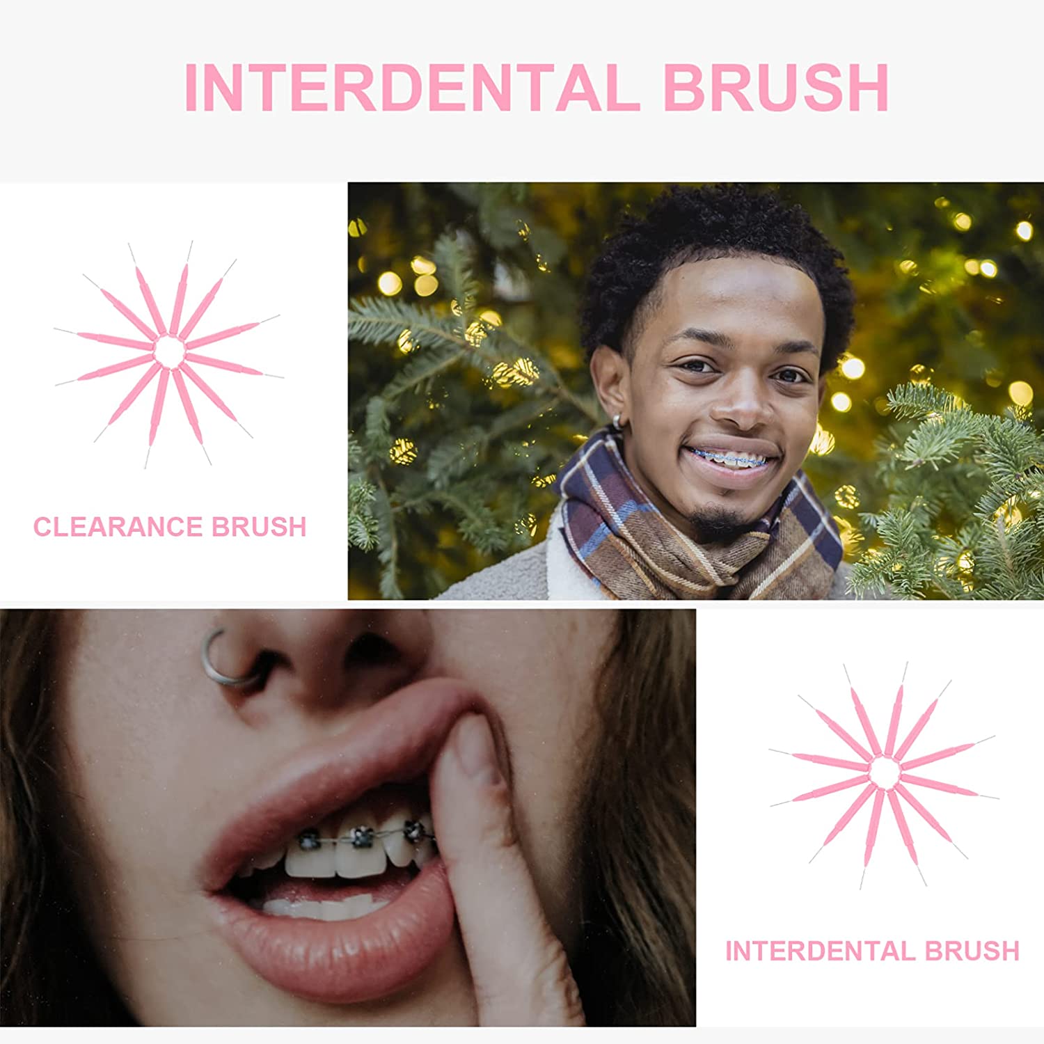 EXCEART 60 Pcs Interdental Brush Toothpick Wider Spaces Dental Picks Between Teeth Cleaner Deep Clea