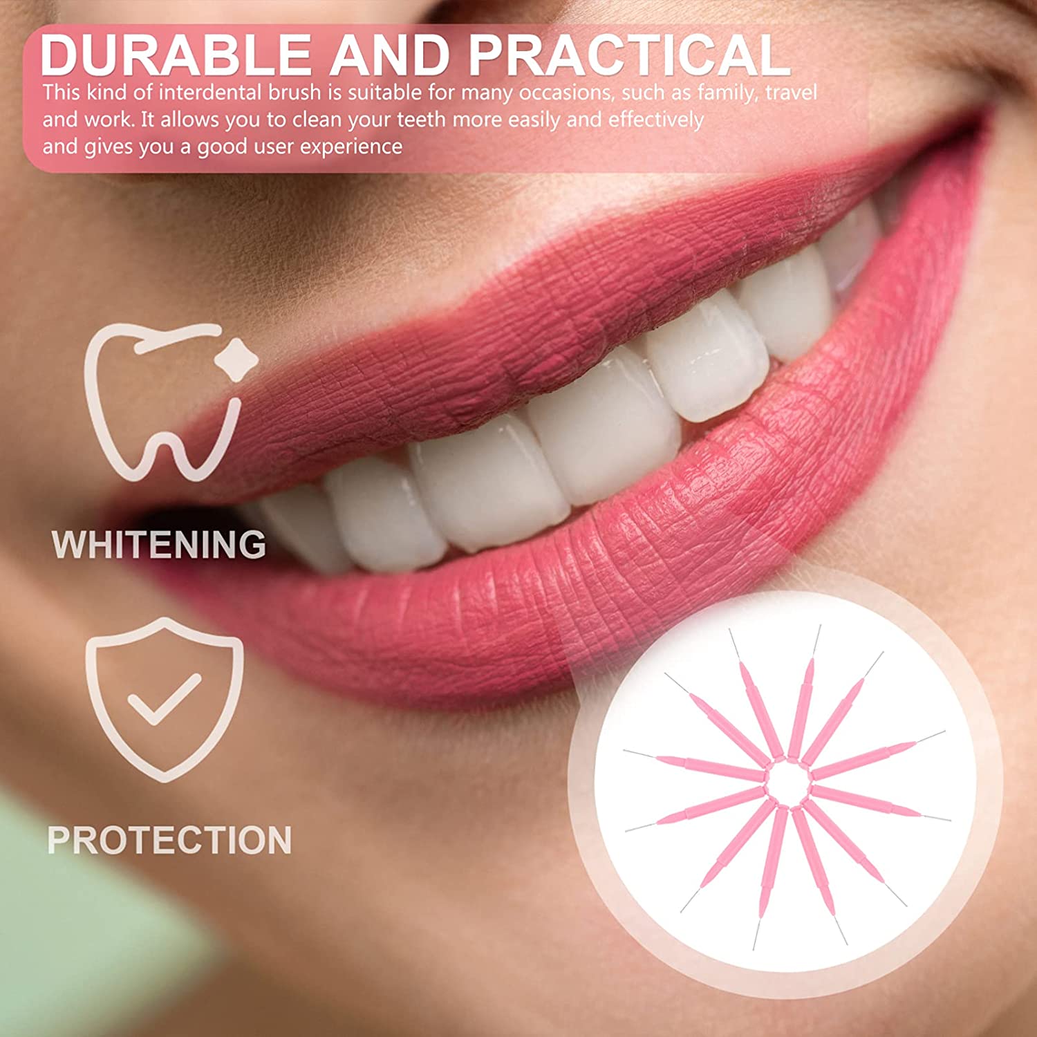 EXCEART 60 Pcs Interdental Brush Toothpick Wider Spaces Dental Picks Between Teeth Cleaner Deep Clea