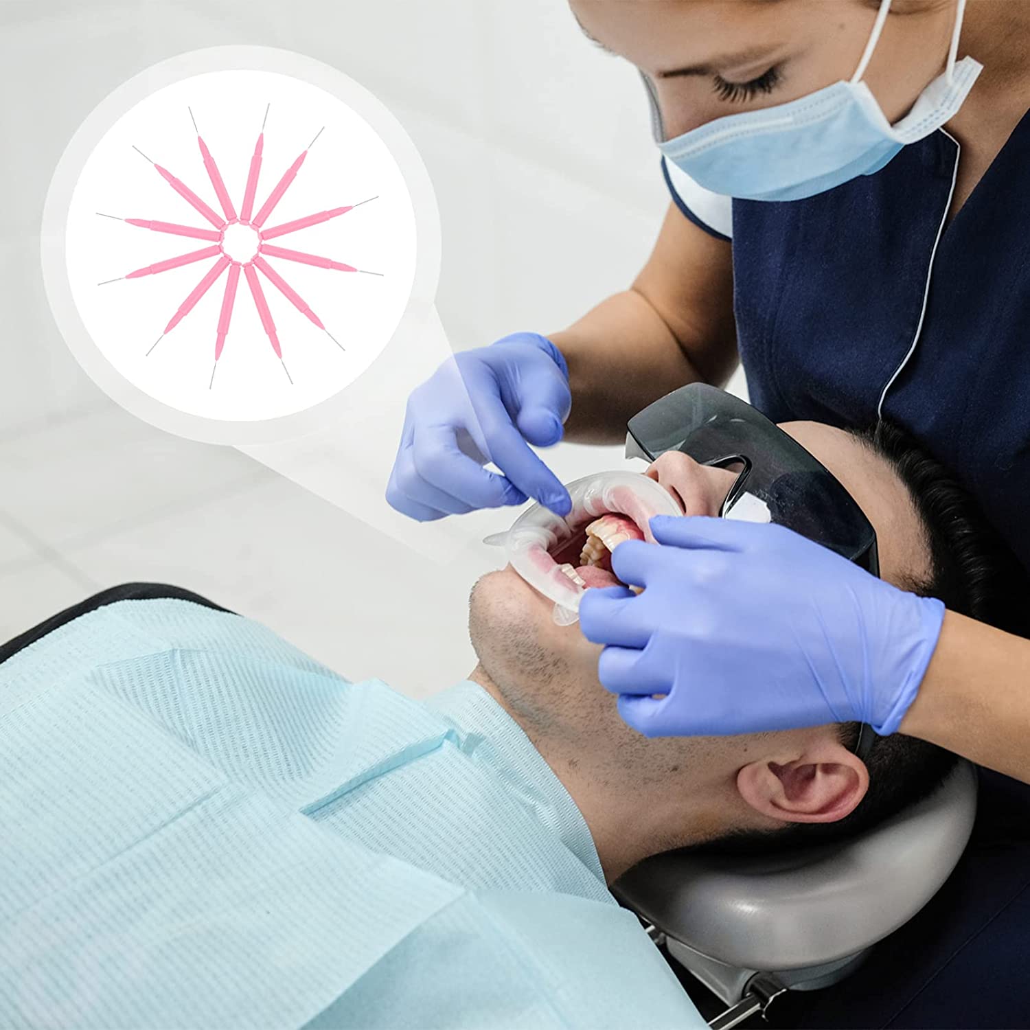 EXCEART 60 Pcs Interdental Brush Toothpick Wider Spaces Dental Picks Between Teeth Cleaner Deep Clea