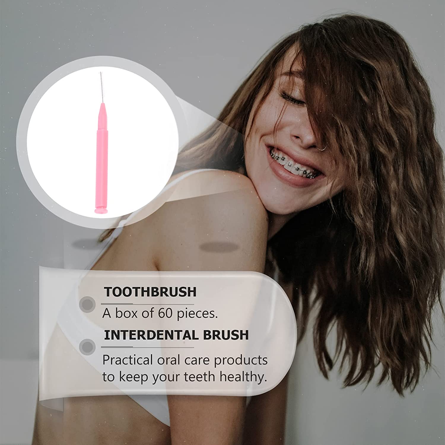 EXCEART 60 Pcs Interdental Brush Toothpick Wider Spaces Dental Picks Between Teeth Cleaner Deep Clea