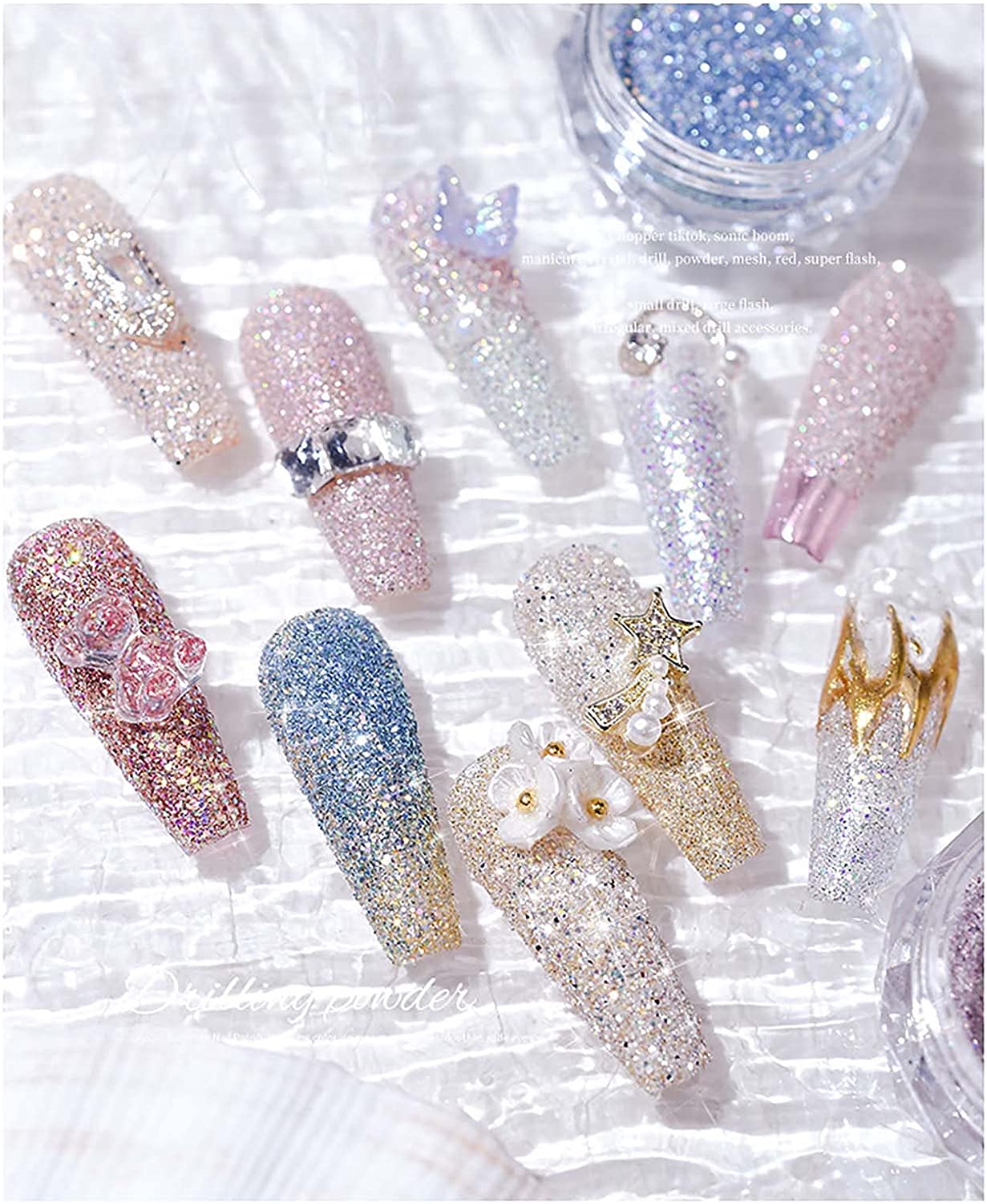 Nail Art Crystal Diamond Powder Women DIY Nail Art Decorations Chrome Gilt Shiny Nail Powder Manicur