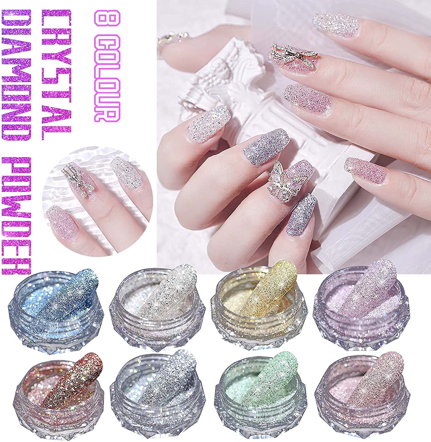 Nail Art Crystal Diamond Powder Women DIY Nail Art Decorations Chrome Gilt Shiny Nail Powder Manicur