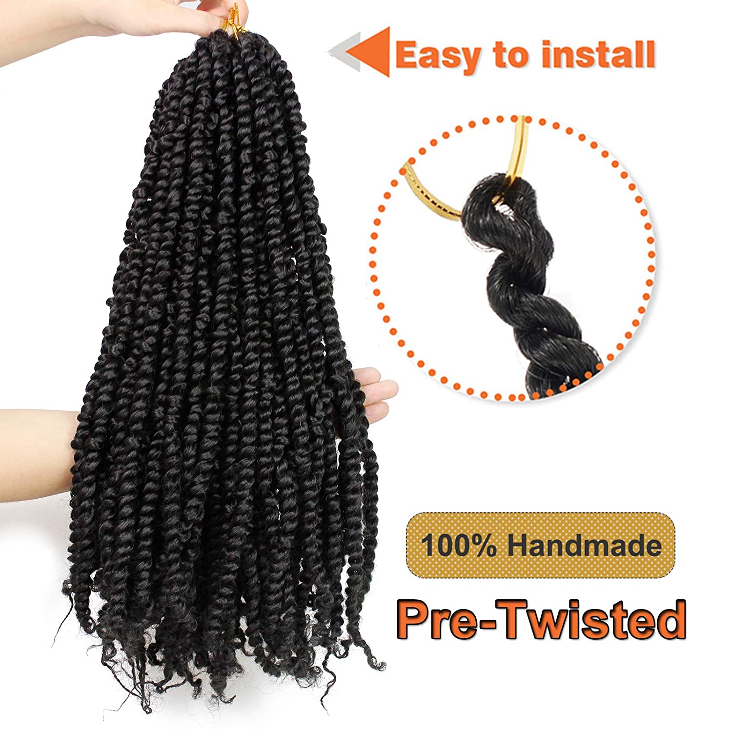 8 Packs Pre-twisted Passion Twist Hair 18 Inch Pre-looped Passion Twist Crochet Braids Bohemian Hair