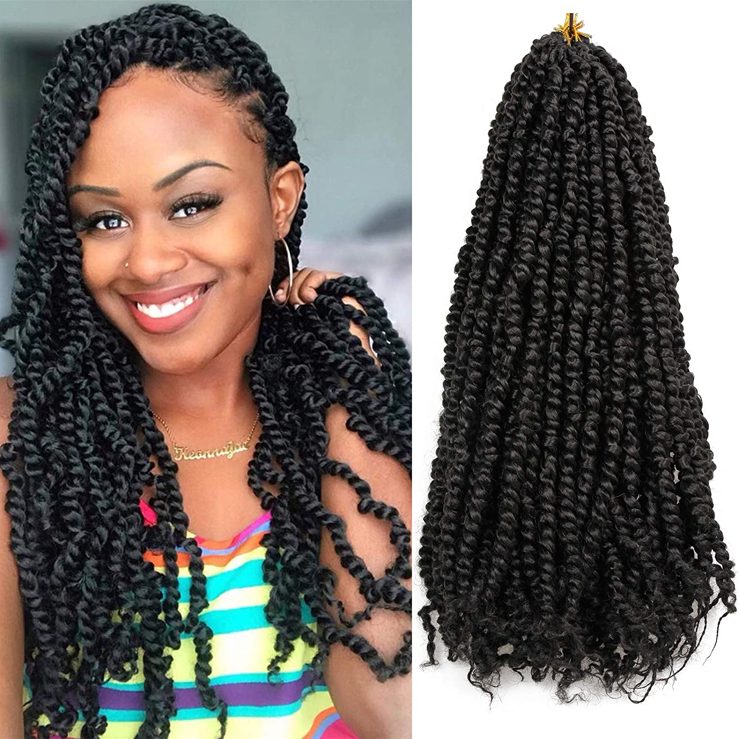 8 Packs Pre-twisted Passion Twist Hair 18 Inch Pre-looped Passion Twist Crochet Braids Bohemian Hair