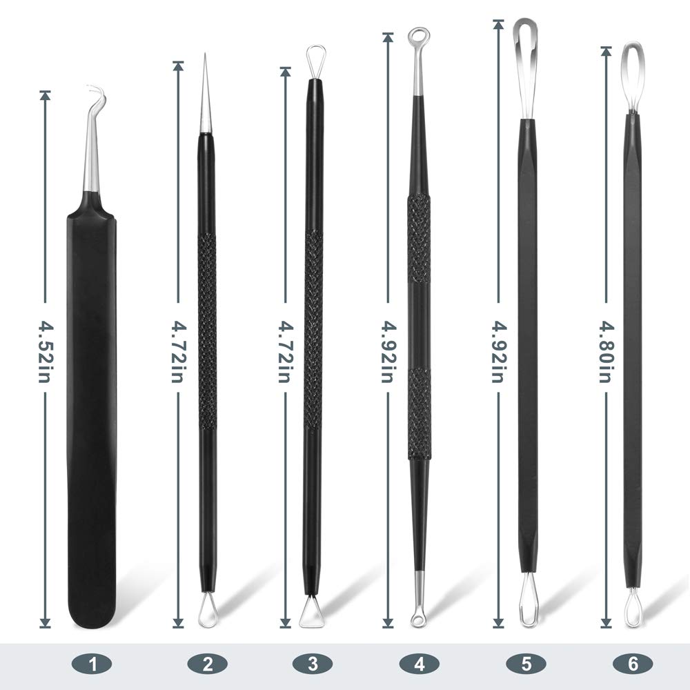 Blackhead Remover Pimple Popper Tool Kit - (6 Piece Kit) - Professional Stainless Pimples Comedone E