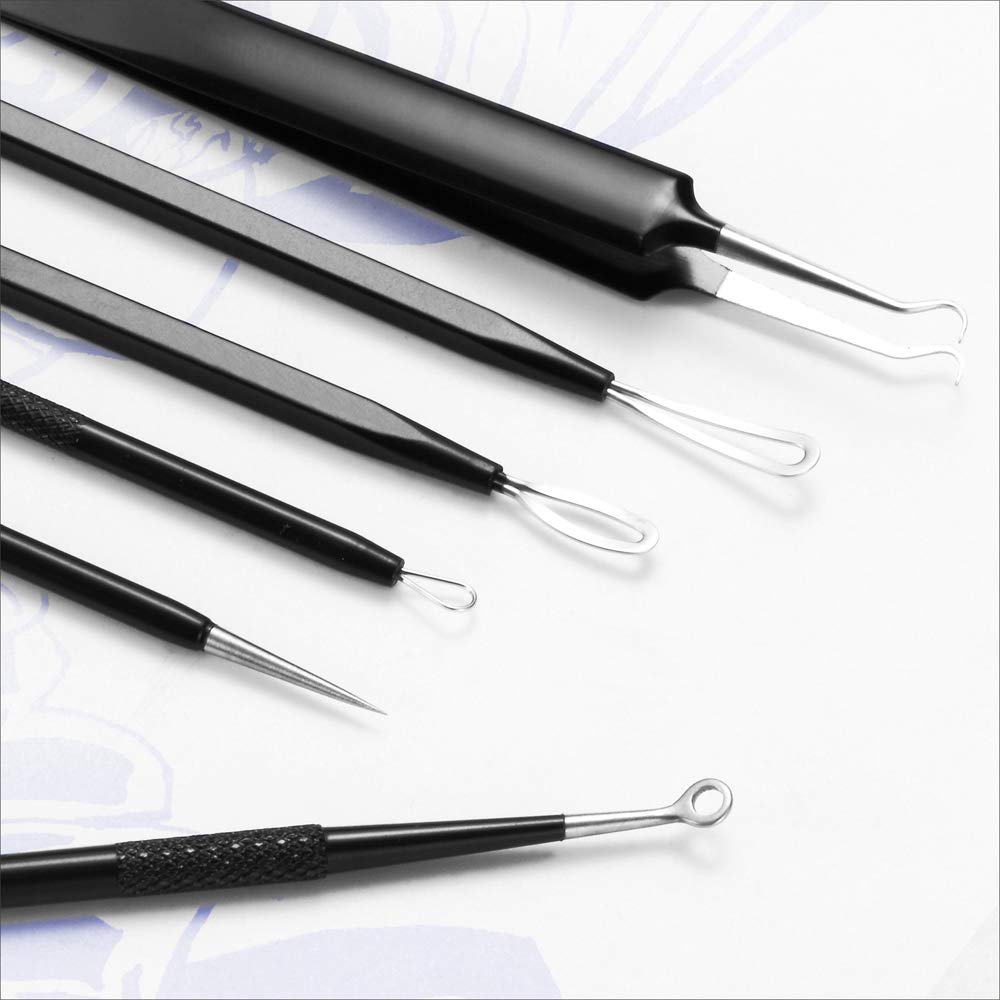 Blackhead Remover Pimple Popper Tool Kit - (6 Piece Kit) - Professional Stainless Pimples Comedone E