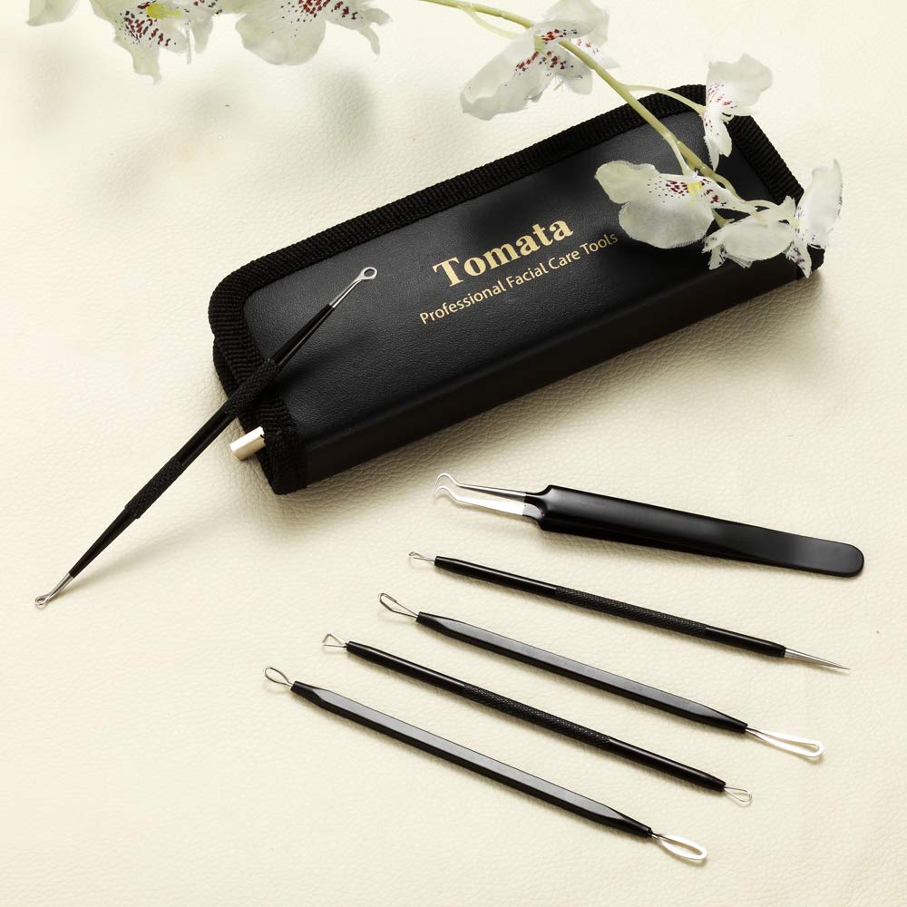 Blackhead Remover Pimple Popper Tool Kit - (6 Piece Kit) - Professional Stainless Pimples Comedone E
