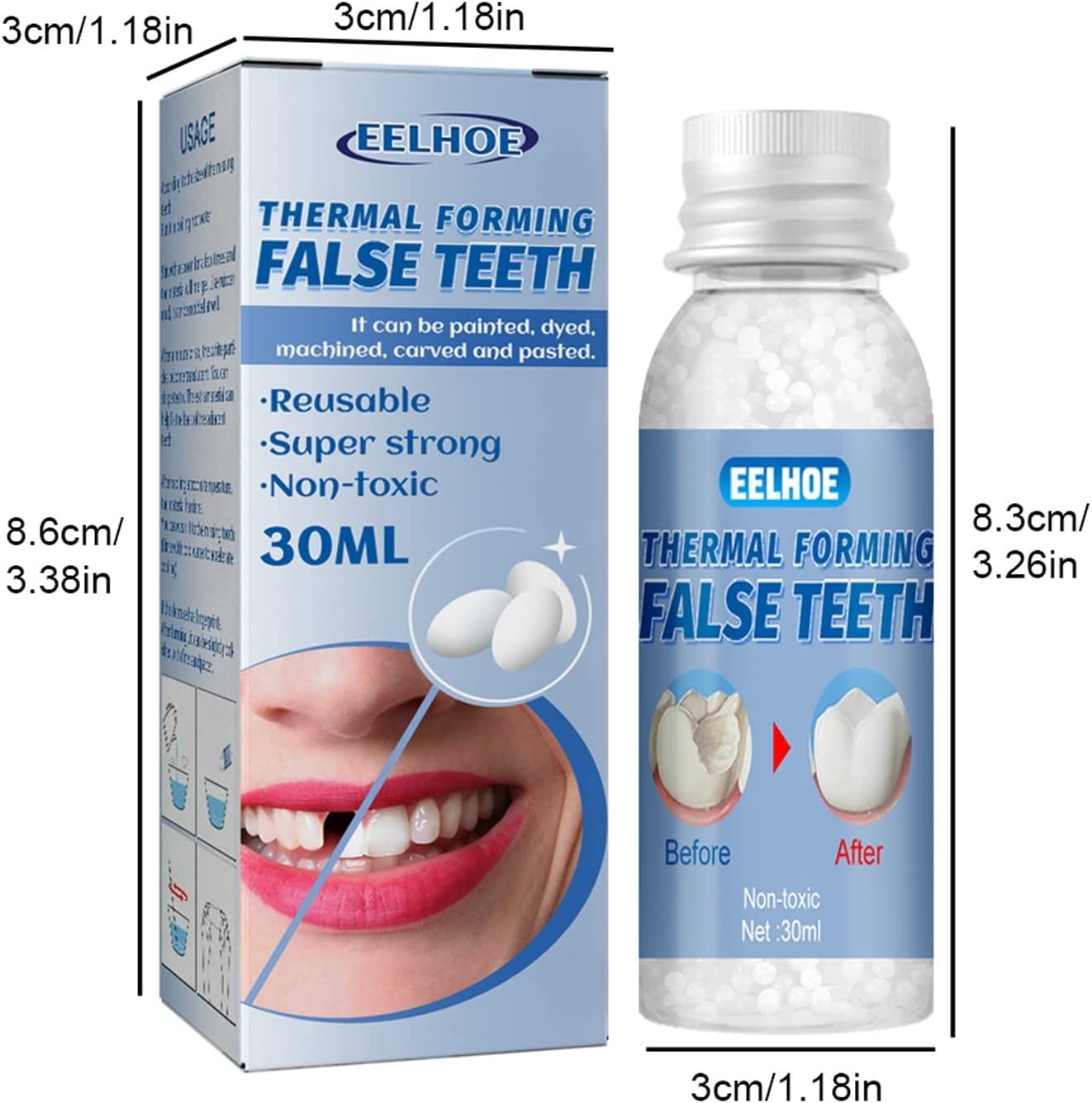 Temporary Tooth Repair Beads - Fake Teeth, Tooth Repair Kit for Temporary Fixing The Missing and Bro