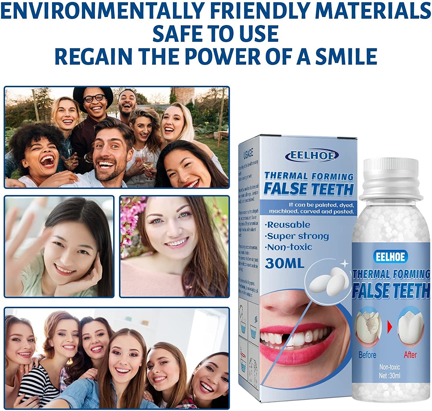 Temporary Tooth Repair Beads - Fake Teeth, Tooth Repair Kit for Temporary Fixing The Missing and Bro