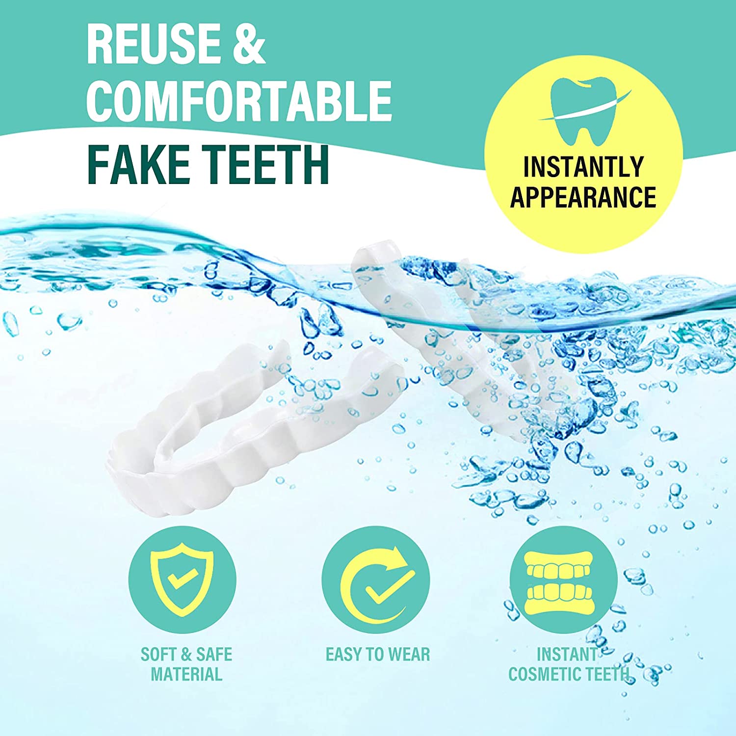 Fake Teeth, Veneers Dentures Socket for Upper and Lower Jaw, Dental Veneers for Women and Men, Regai
