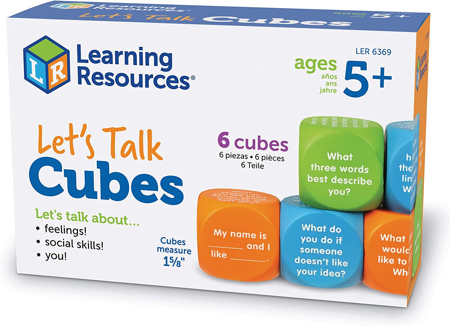 Learning Resources Let's Talk! Cubes, Conversation Cubes, SEL & Autism Therapy, Foam Cubes, 6 Cubes 
