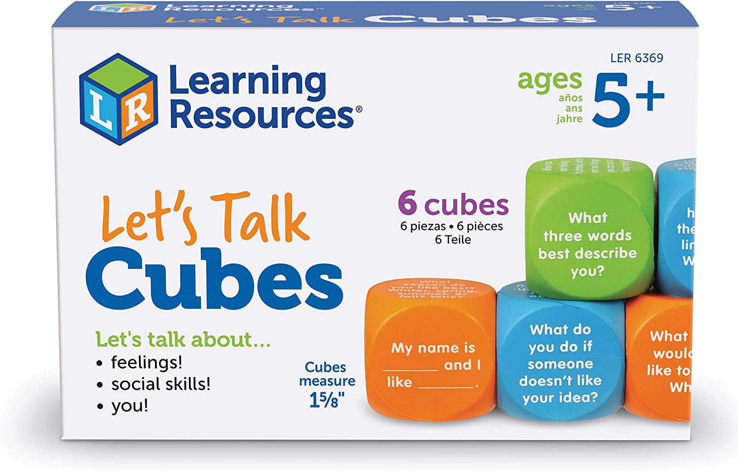 Learning Resources Let's Talk! Cubes, Conversation Cubes, SEL & Autism Therapy, Foam Cubes, 6 Cubes 