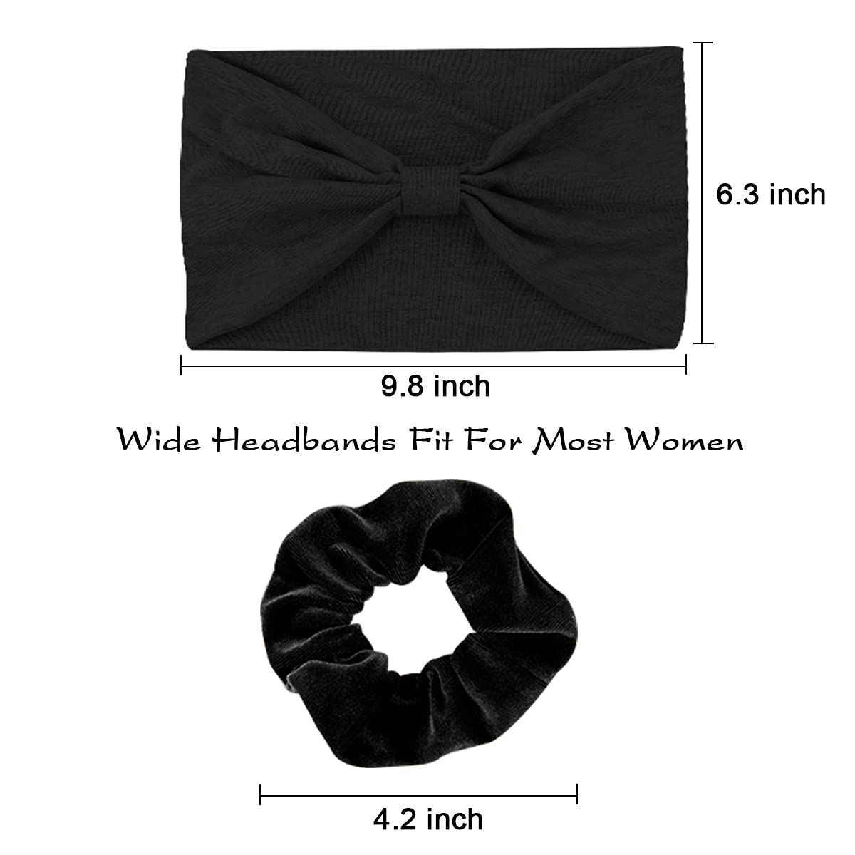 TOBATOBA 4 Pcs Wide Headbands for Women Knotted Turban Headbands for Women Boho African Headbands Ex