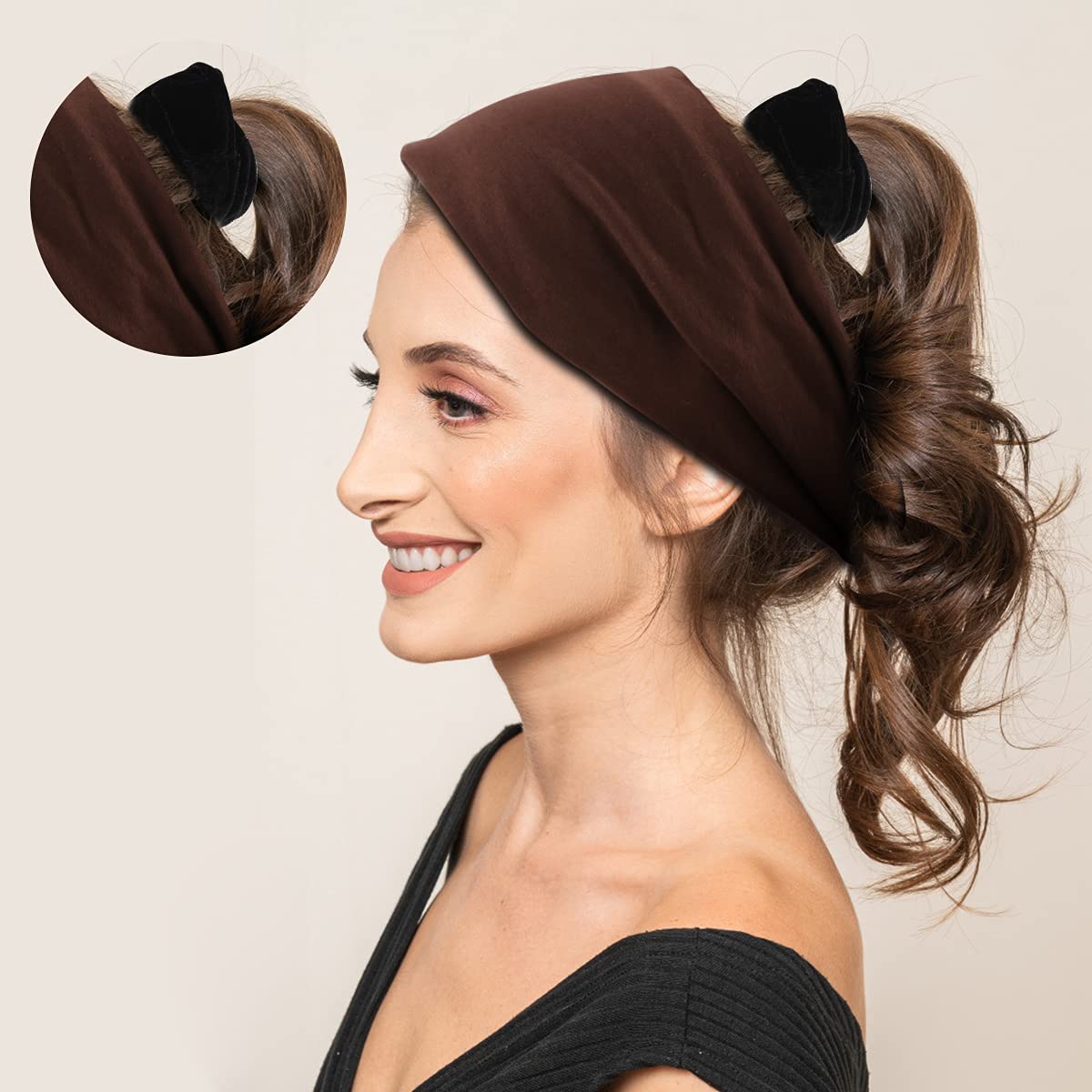 TOBATOBA 4 Pcs Wide Headbands for Women Knotted Turban Headbands for Women Boho African Headbands Ex