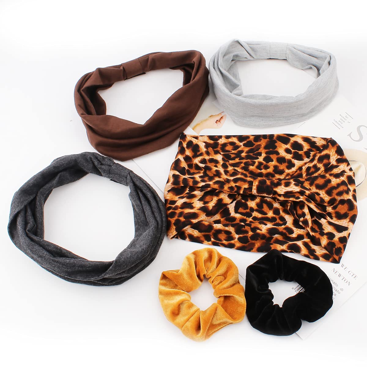 TOBATOBA 4 Pcs Wide Headbands for Women Knotted Turban Headbands for Women Boho African Headbands Ex