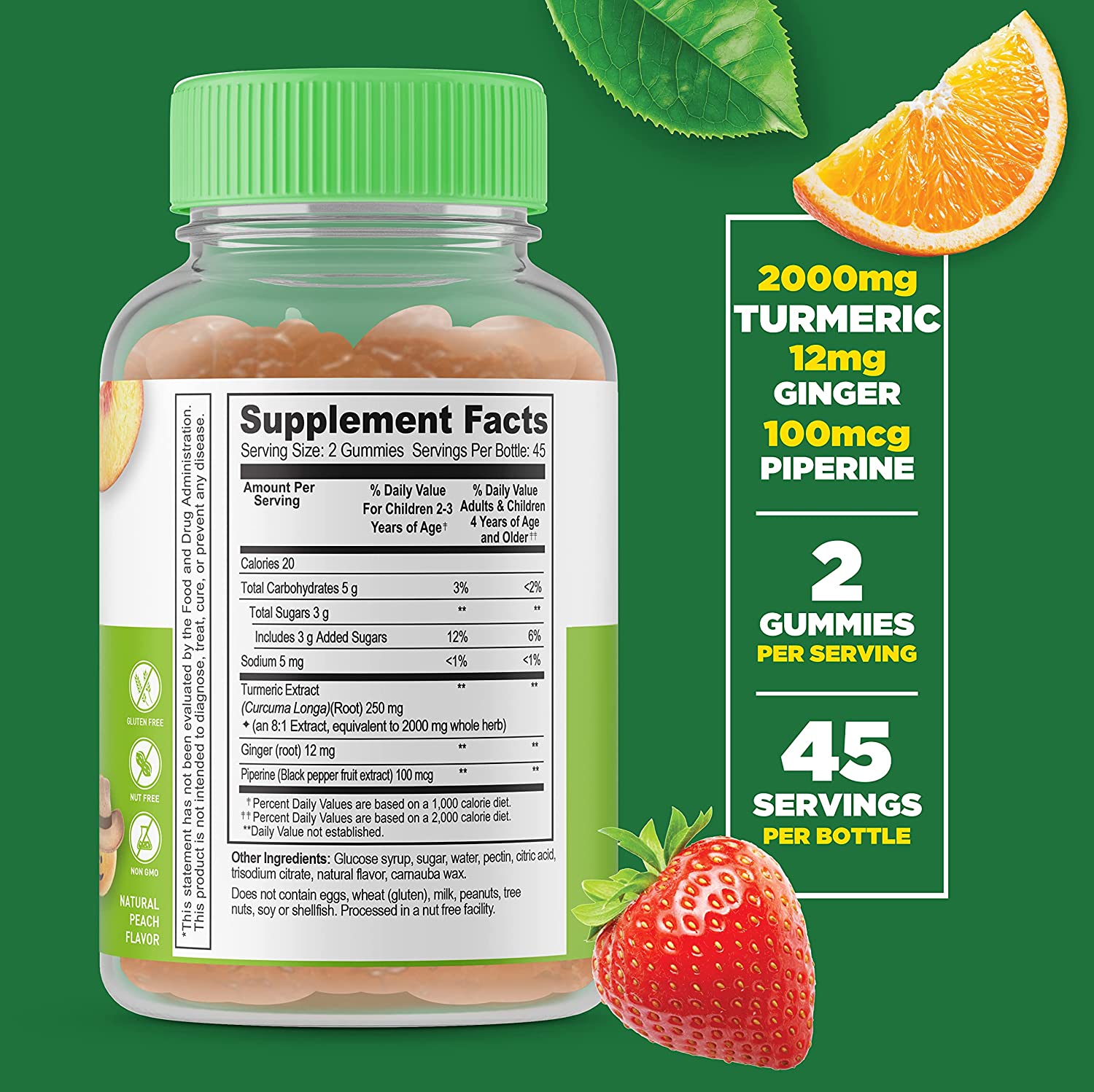Lifeable Vitamin D Kids + Turmeric Curcumin Kids, Gummies Bundle - Great Tasting, Natural Flavor, Vi