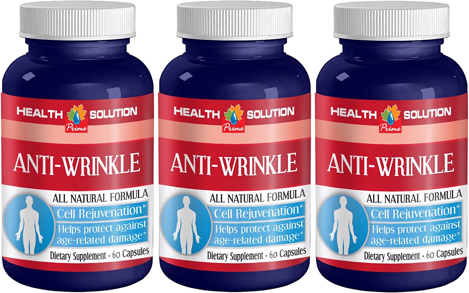Vitamin E Collagen - Anti-Wrinkle Anti-Aging Complex - Skin Minerals (3 Bottles 180 Capsules)