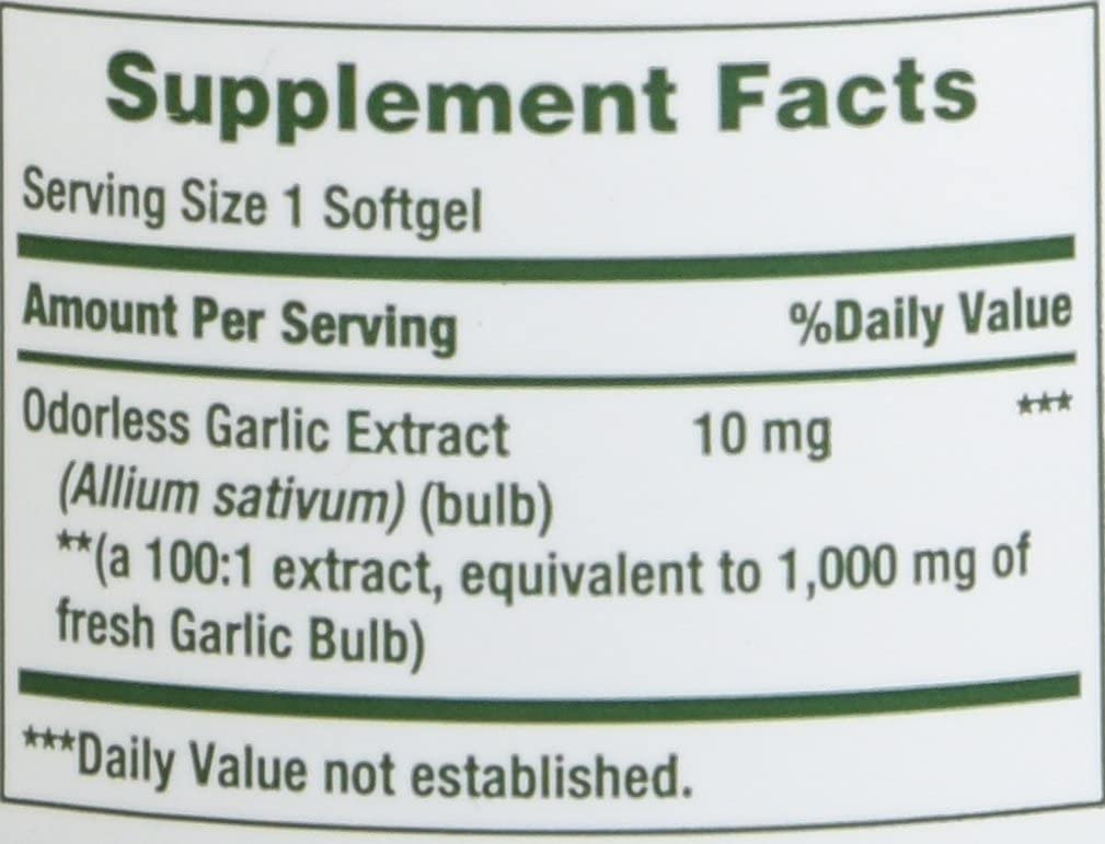 Nature"s Bounty Garlic Extract 1000 mg, 100 Rapid Release Softgels (Pack of 4)
