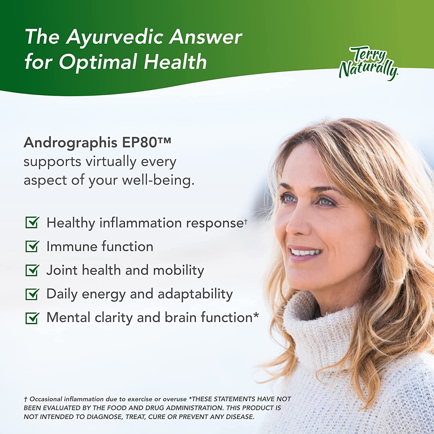 Terry Naturally Andrographis EP80 Extra Strength - 60 Vegan Capsules - Immune Defense Support Supple