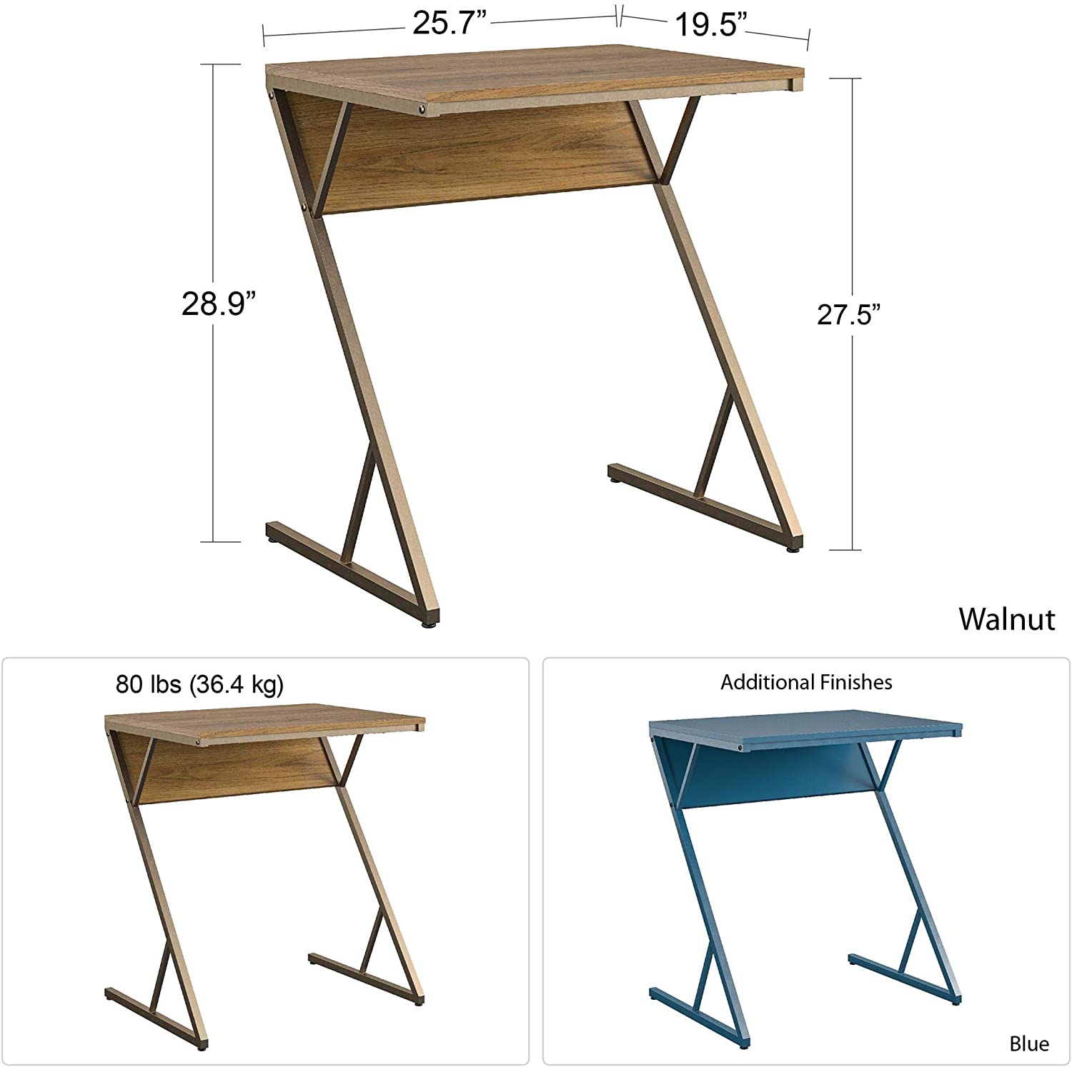 Novogratz Regal Laptop Desk, Walnut Accent Table