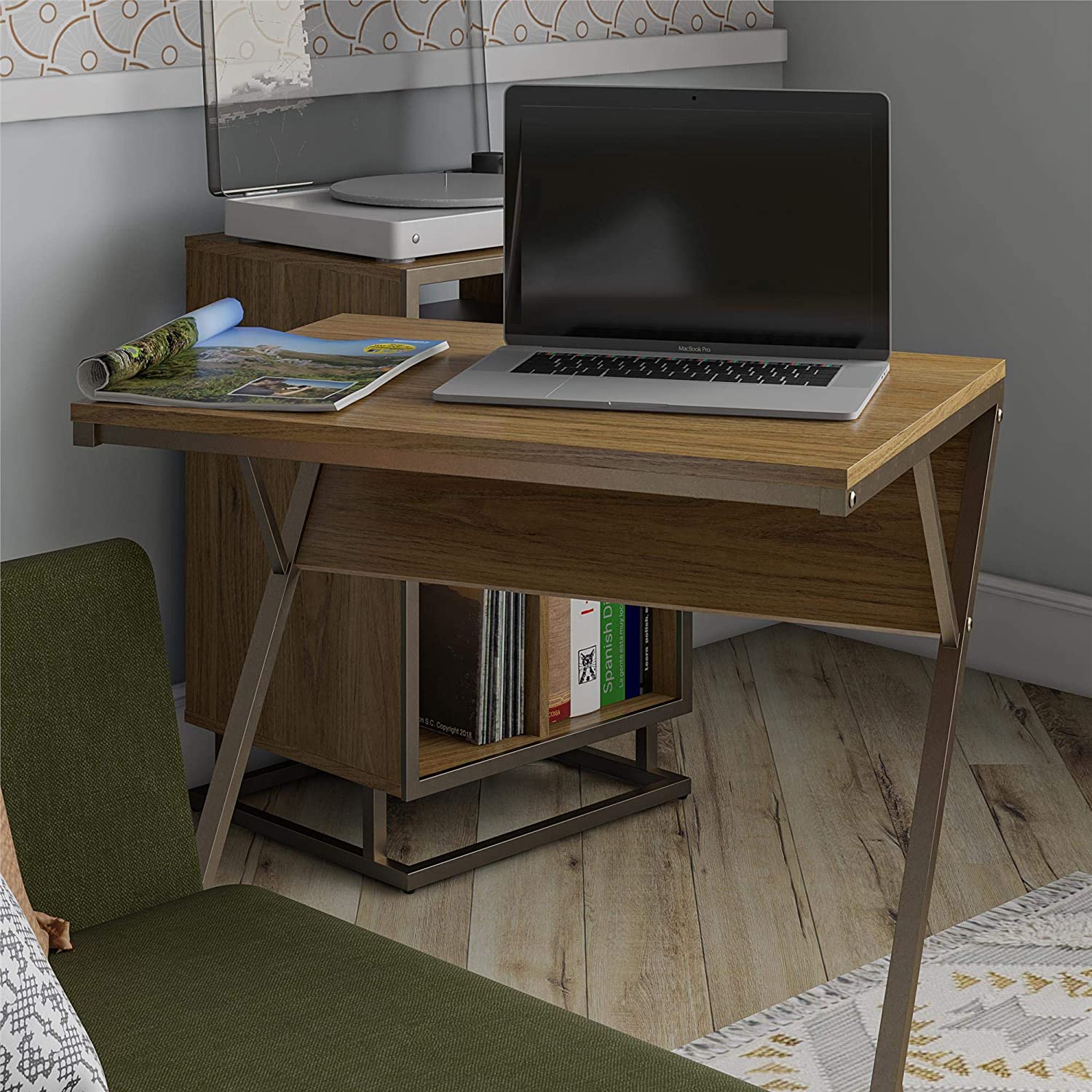 Novogratz Regal Laptop Desk, Walnut Accent Table