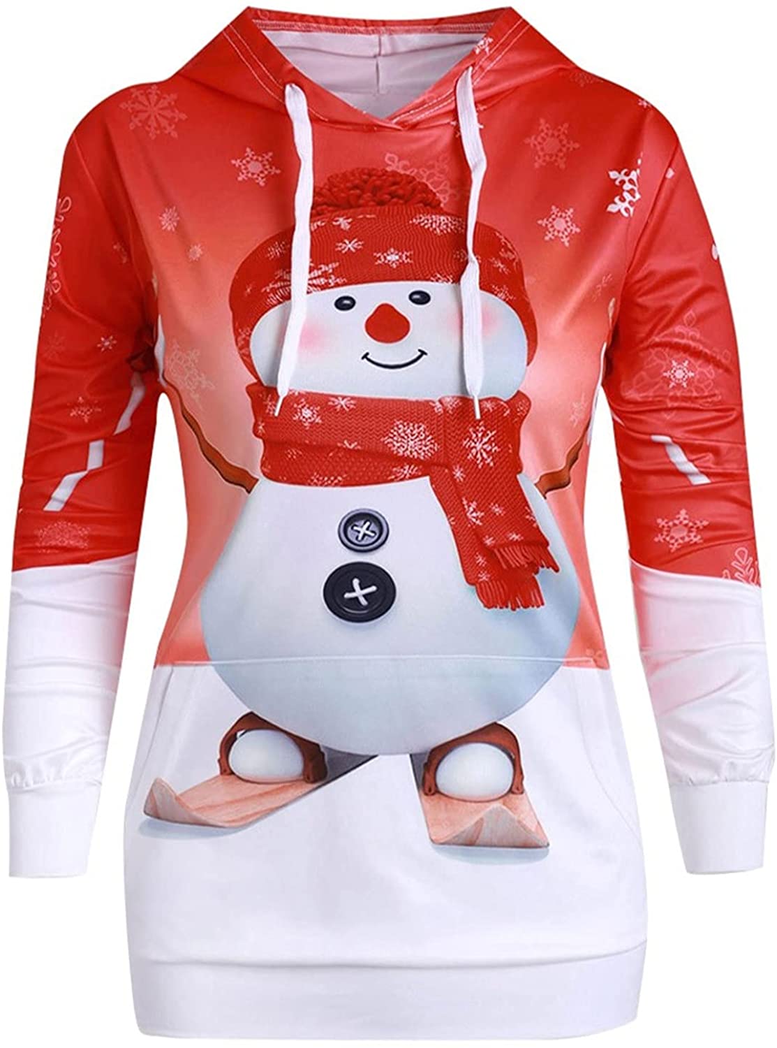 Going Out Tops for Women, Christmas Long Sleeve Hoodies 3D Graphic Print Sweatshirt Fall Clothes Cas