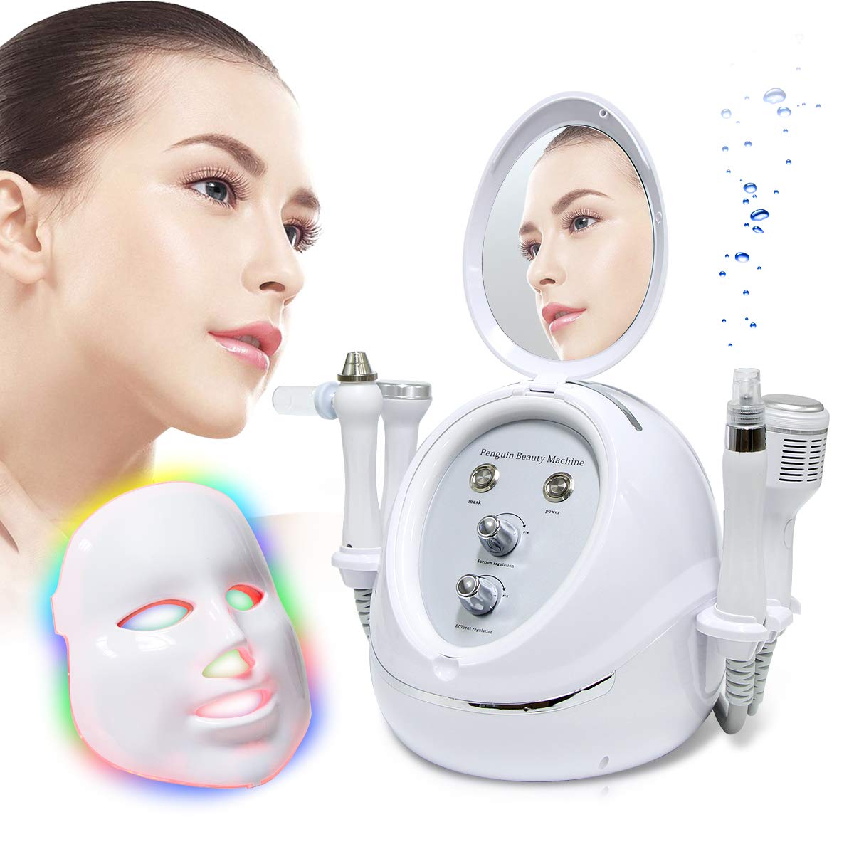 Mini Hydrogen Oxygen Facial Beauty Machine, FAZJEUNE 5 in 1 Face Skin Rejuvenation Massager 7 Color 