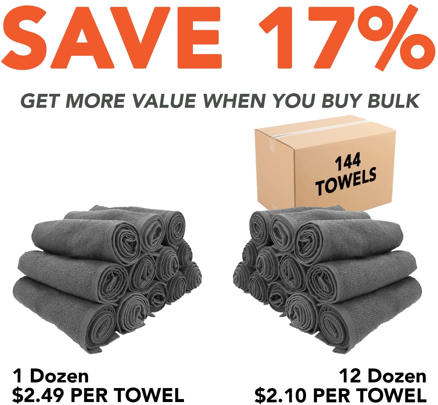 Arkwright LLC Bleach Safe Salon Towels Pack of 12 (16x28 inch, Charcoal) - 100% Cotton Bleach Proof,