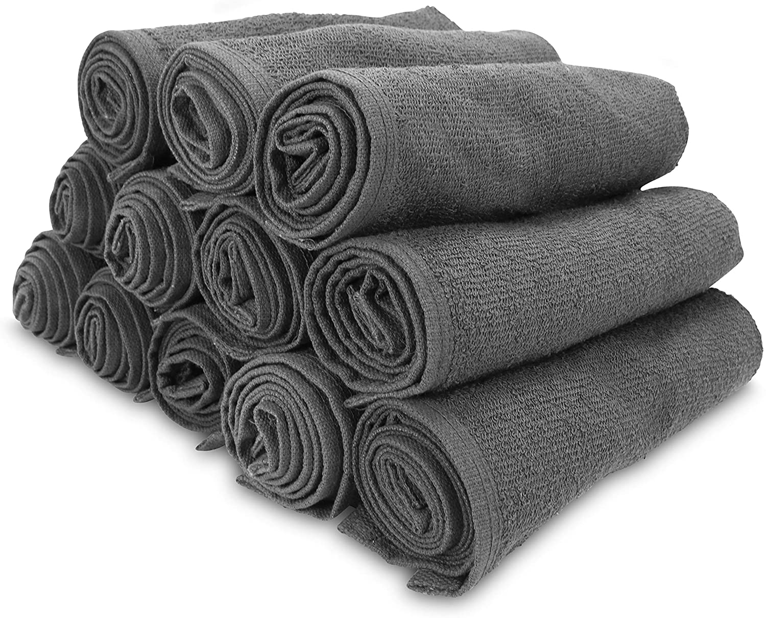 Arkwright LLC Bleach Safe Salon Towels Pack of 12 (16x28 inch, Charcoal) - 100% Cotton Bleach Proof,