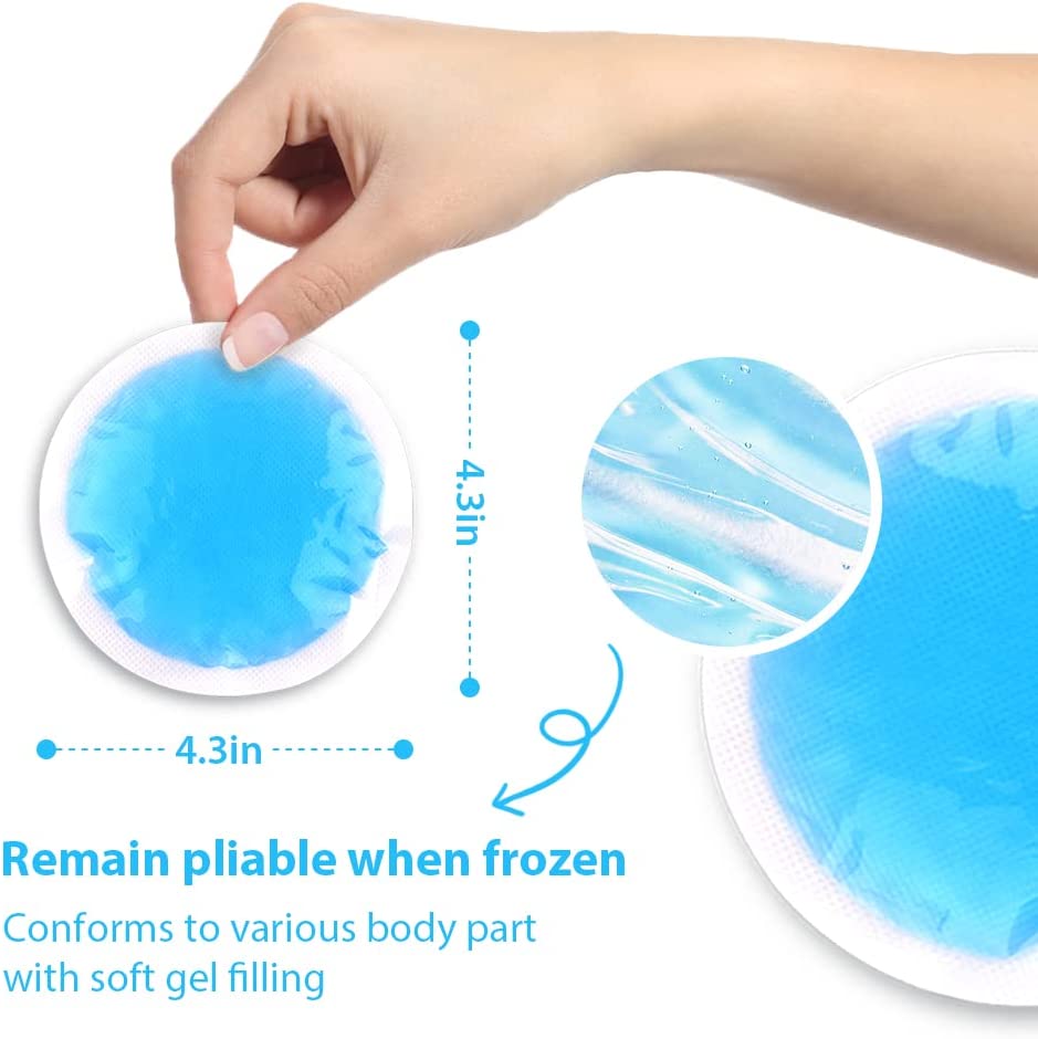 NEWGO Small Ice Packs for Injuries Reusable 6 Pack Ice Heat Gel Cold Pack with Cloth Backing & Sleev