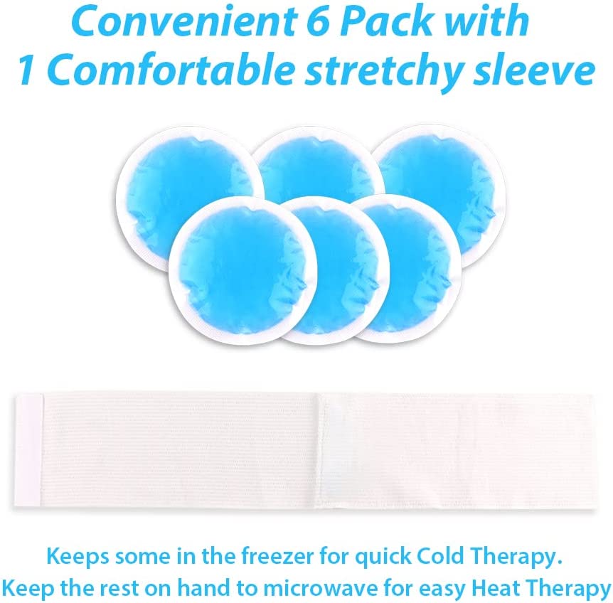 NEWGO Small Ice Packs for Injuries Reusable 6 Pack Ice Heat Gel Cold Pack with Cloth Backing & Sleev