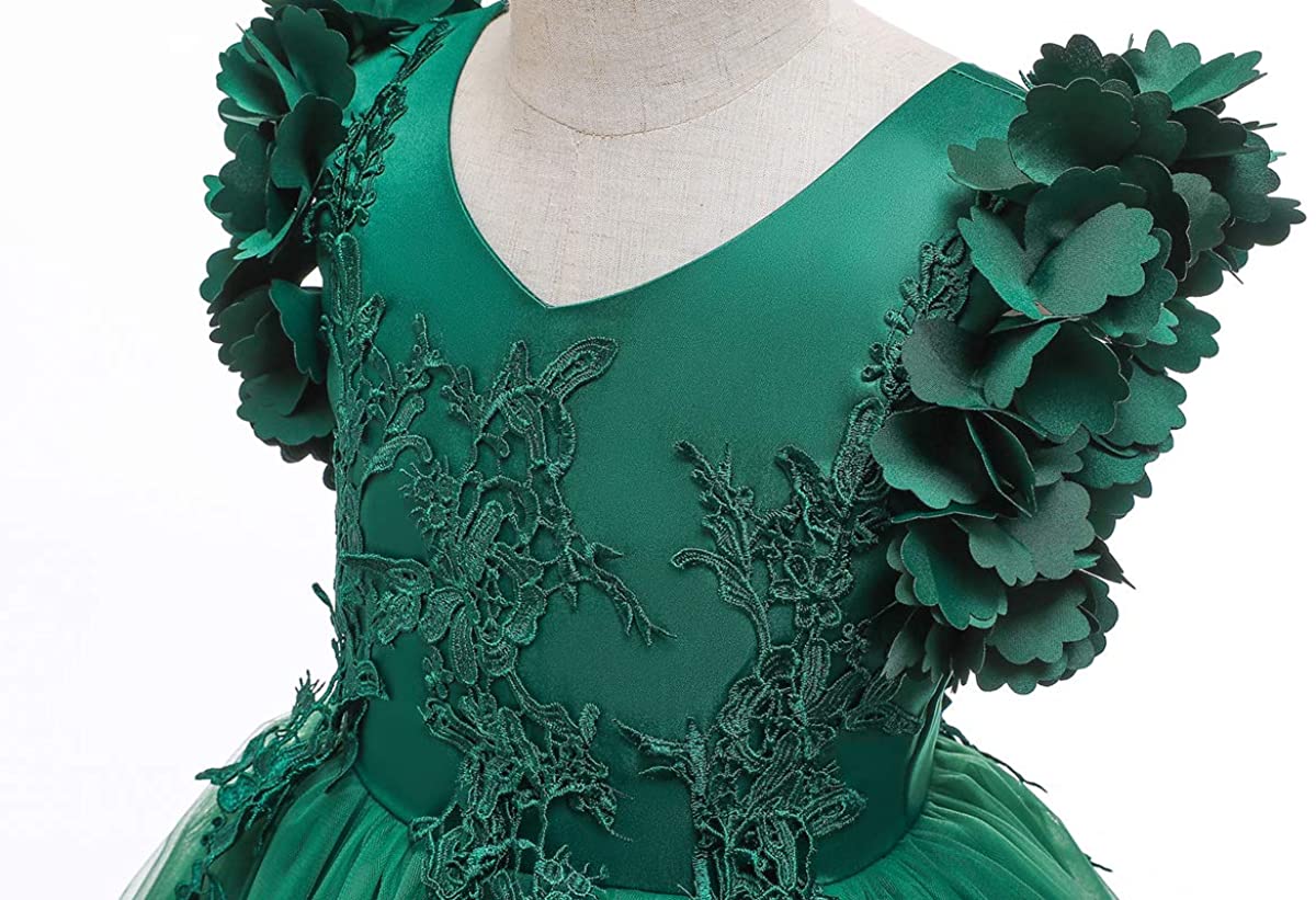 Weileenice Flower Girl Lace Dress Pageant Kids Wedding Christmas Holiday Party Dresses