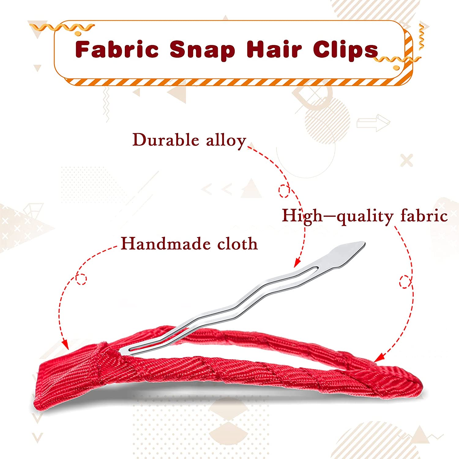 40 Pieces 2 Inch Fabric Hair Clips Neon Snap Hair Clips Girls Hair Clips No Slip Wrapped Hair Barret