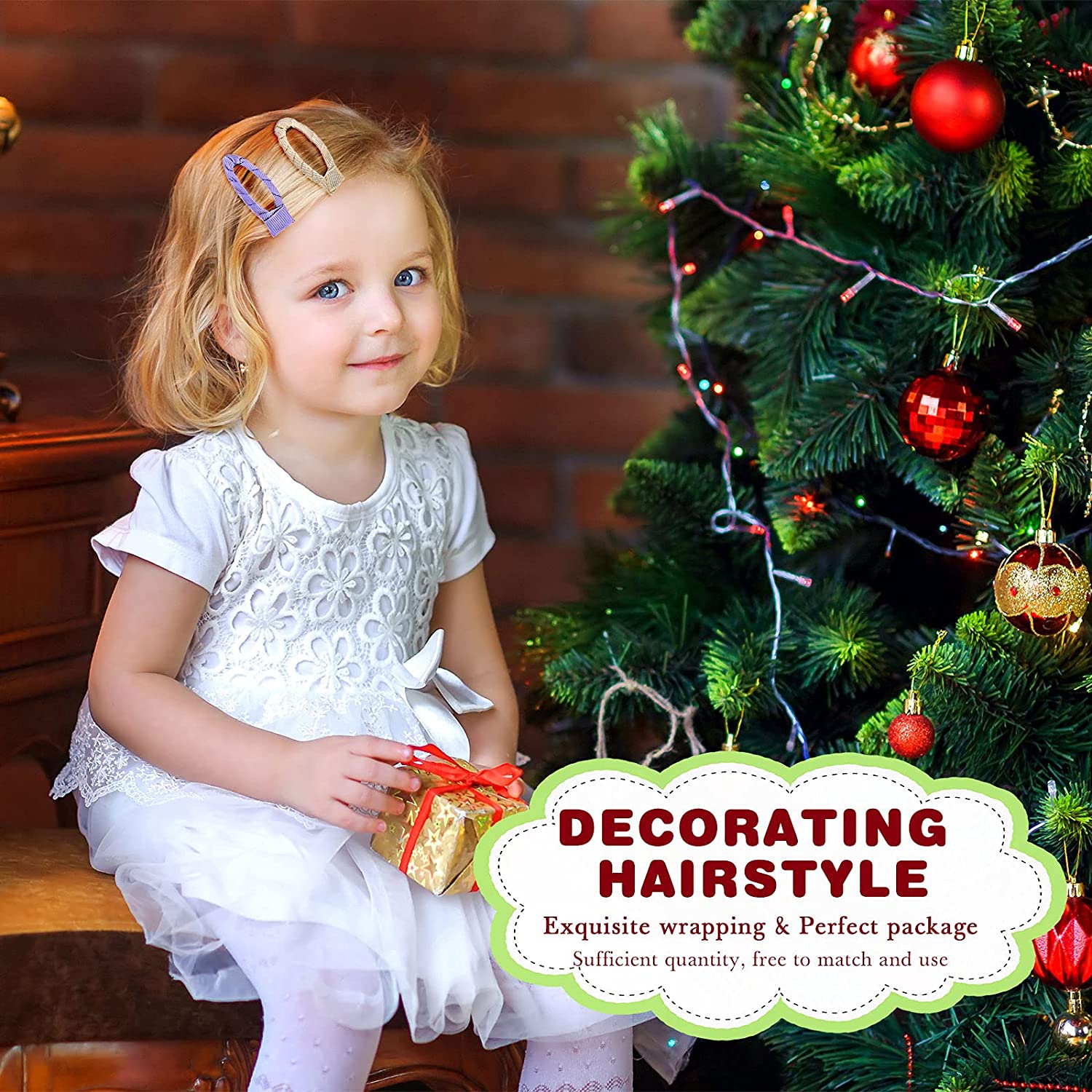 40 Pieces 2 Inch Fabric Hair Clips Neon Snap Hair Clips Girls Hair Clips No Slip Wrapped Hair Barret