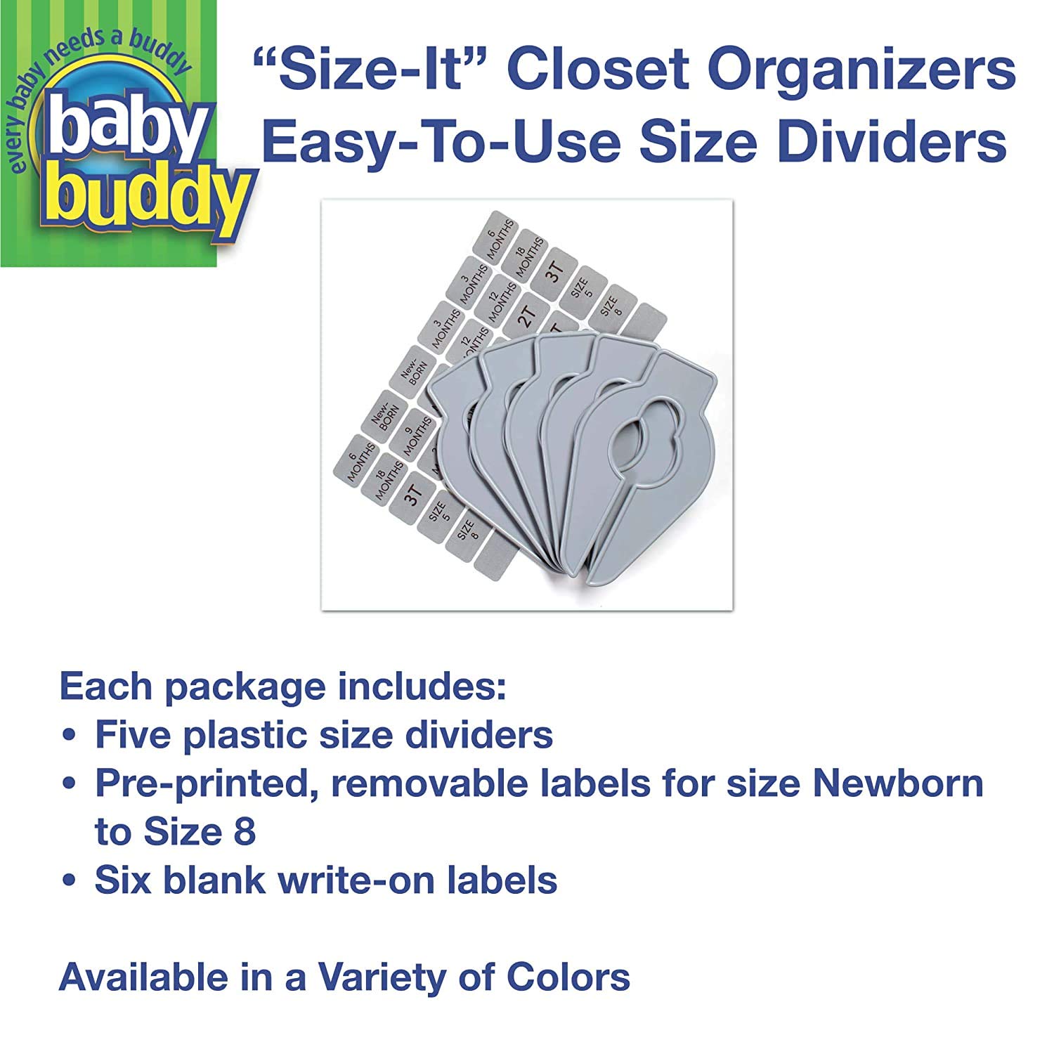 Baby Buddy Size-It Closet Organizers - Baby Clothes Closet Dividers \xe2\x80\x93 Nursery Clothing Or