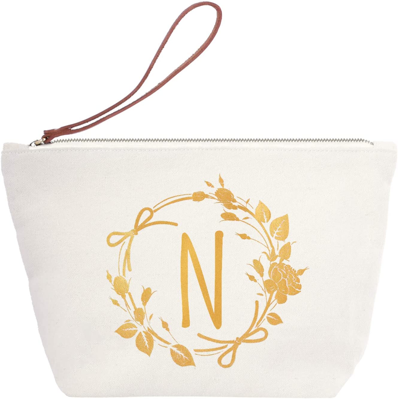 ElegantPark Monogrammed Gifts for Women Personalized Makeup Bag Monogram N Initial Makeup Bag for We