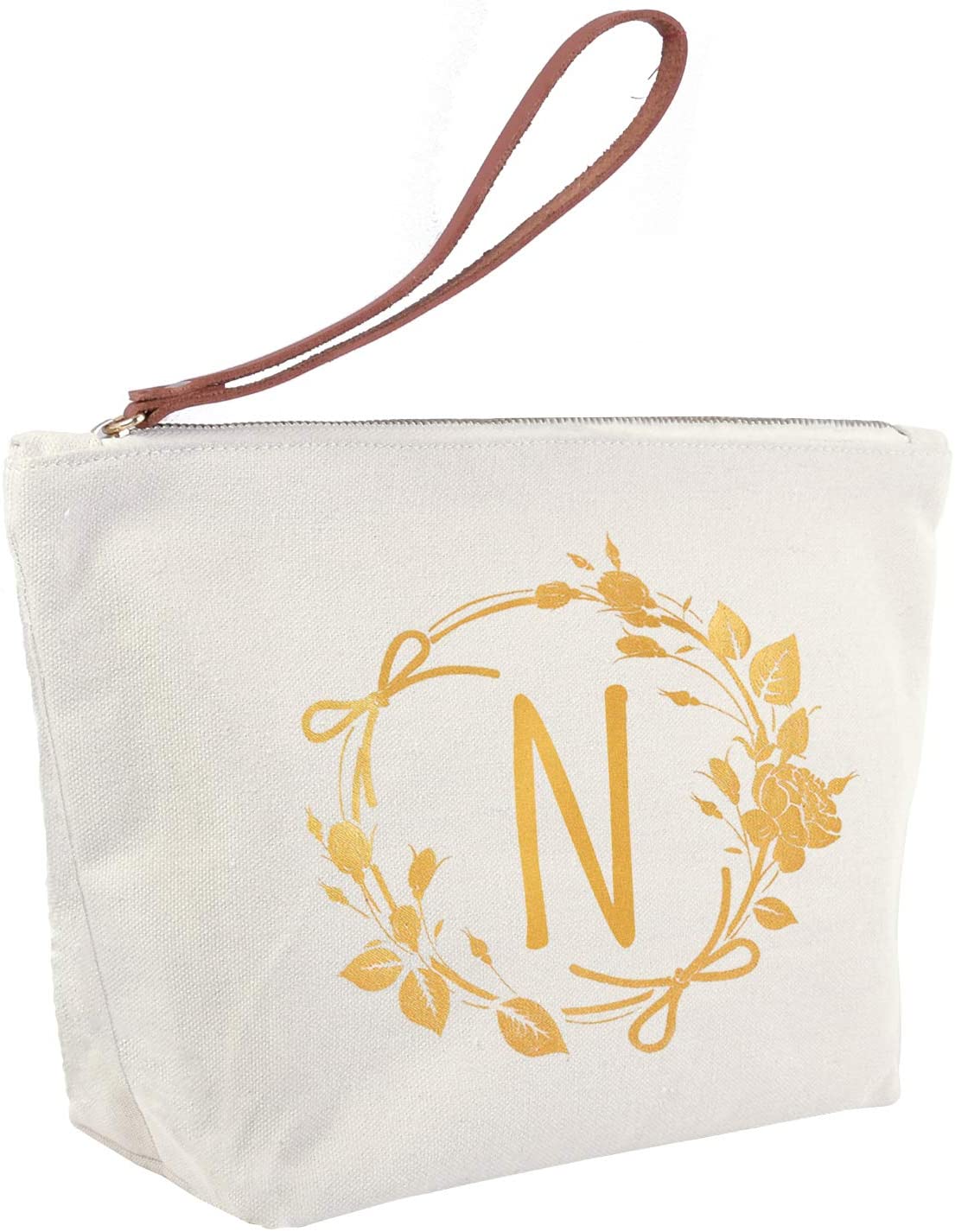 ElegantPark Monogrammed Gifts for Women Personalized Makeup Bag Monogram N Initial Makeup Bag for We