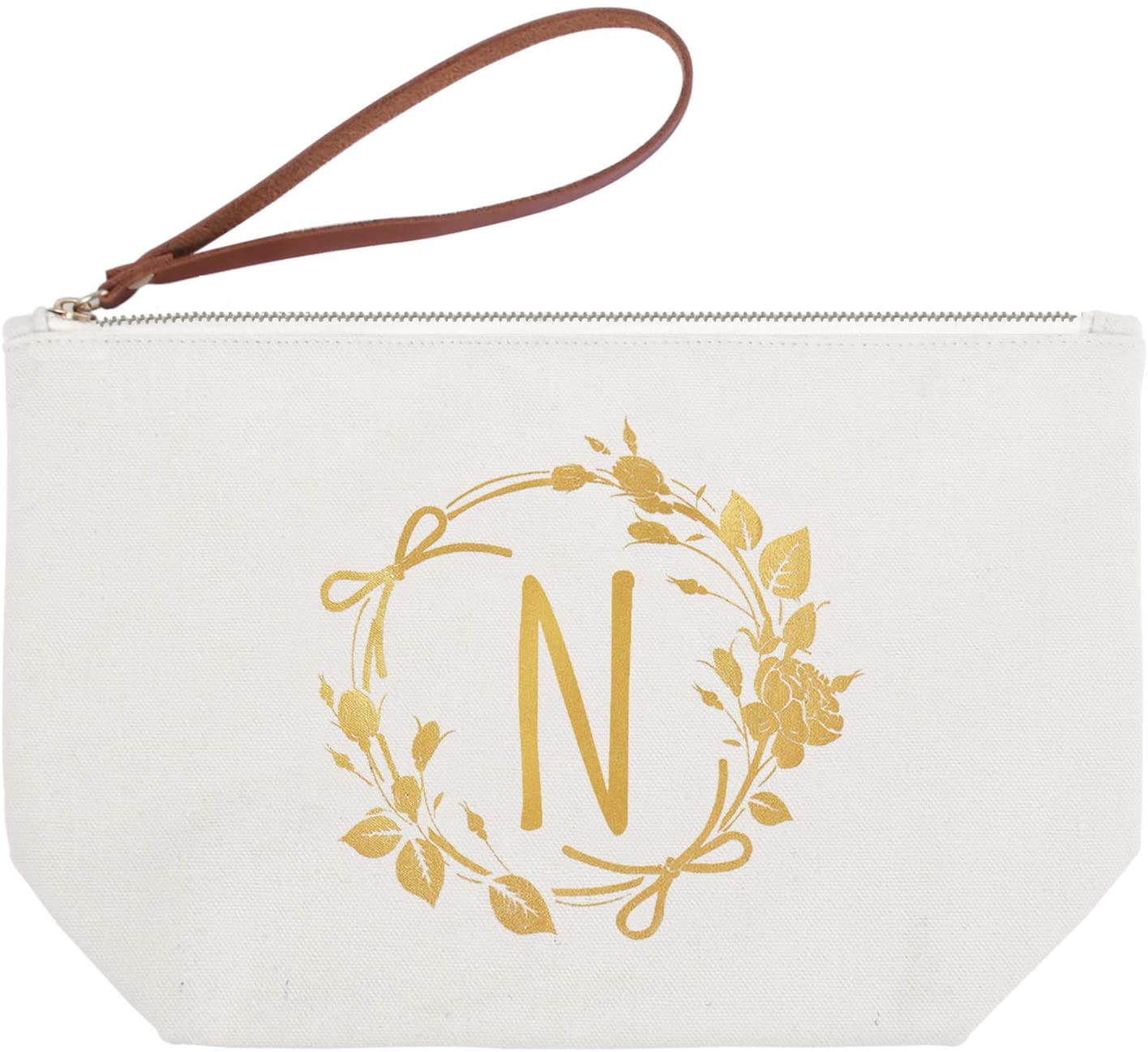ElegantPark Monogrammed Gifts for Women Personalized Makeup Bag Monogram N Initial Makeup Bag for We