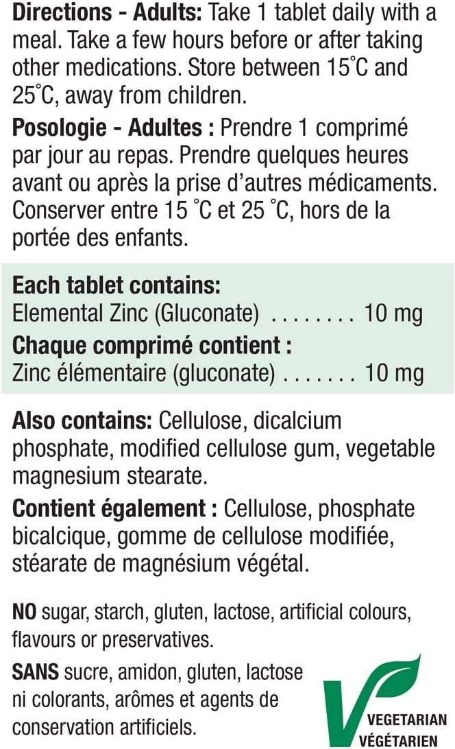 Roll over image to zoom in Jamieson Zinc 10 mg, 100 Tablets