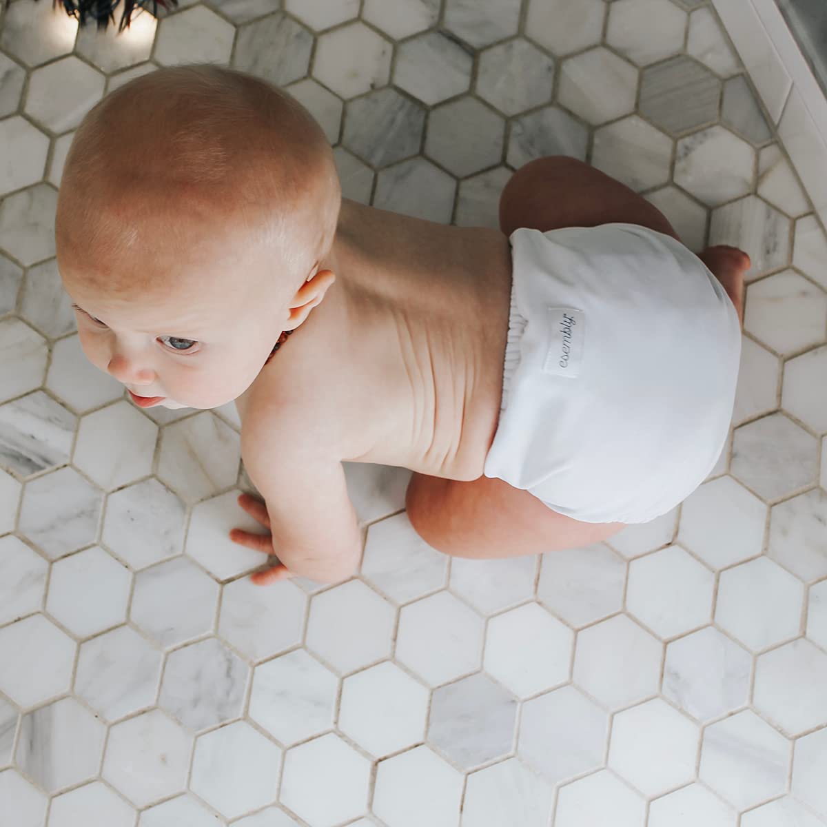 Esembly Cloth Diaper Bundle Set, 3 Organic Absorbent Inners and 1 Waterproof Diaper Cover (Sea Salt,