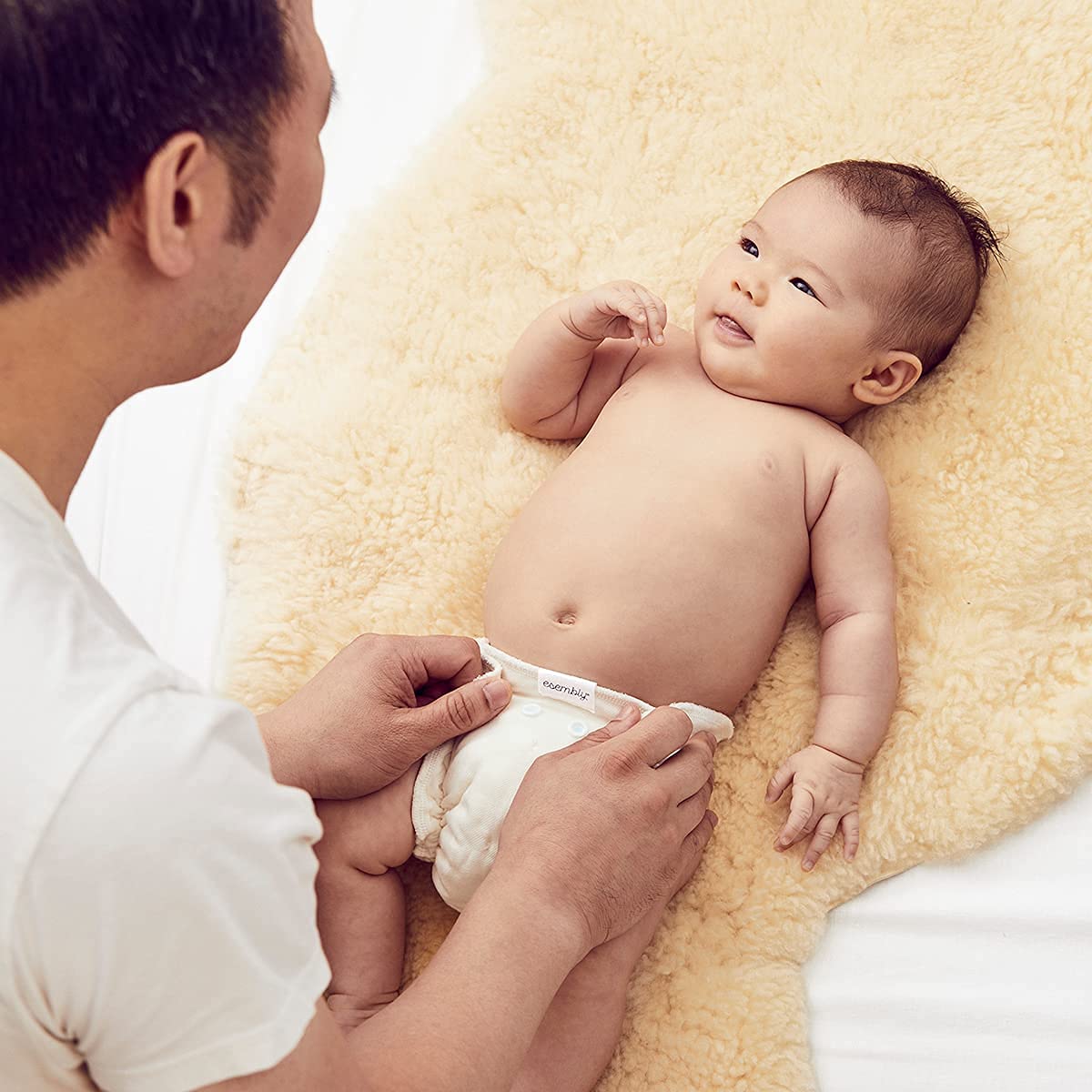 Esembly Cloth Diaper Bundle Set, 3 Organic Absorbent Inners and 1 Waterproof Diaper Cover (Sea Salt,