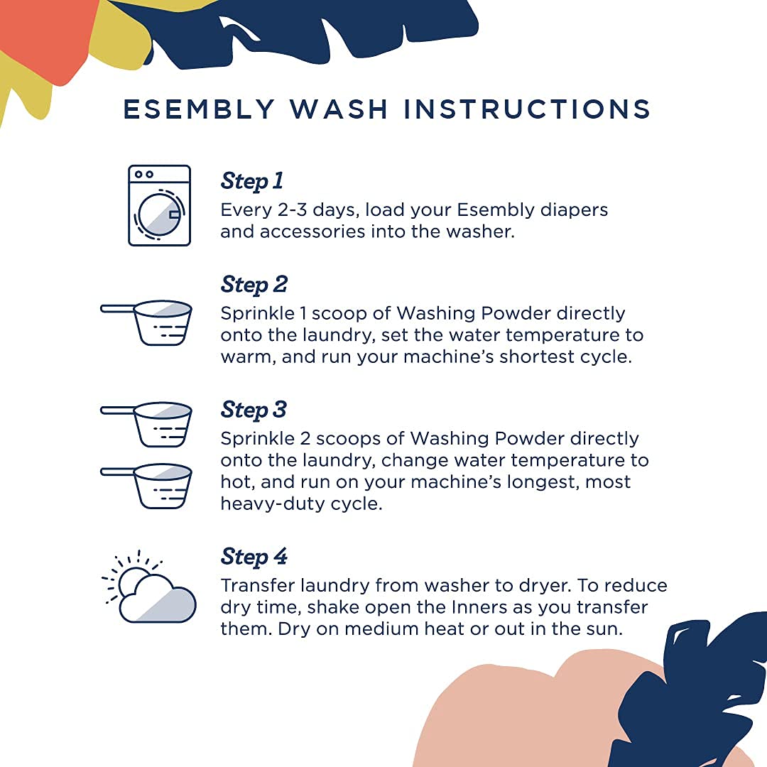 Esembly Cloth Diaper Bundle Set, 3 Organic Absorbent Inners and 1 Waterproof Diaper Cover (Sea Salt,