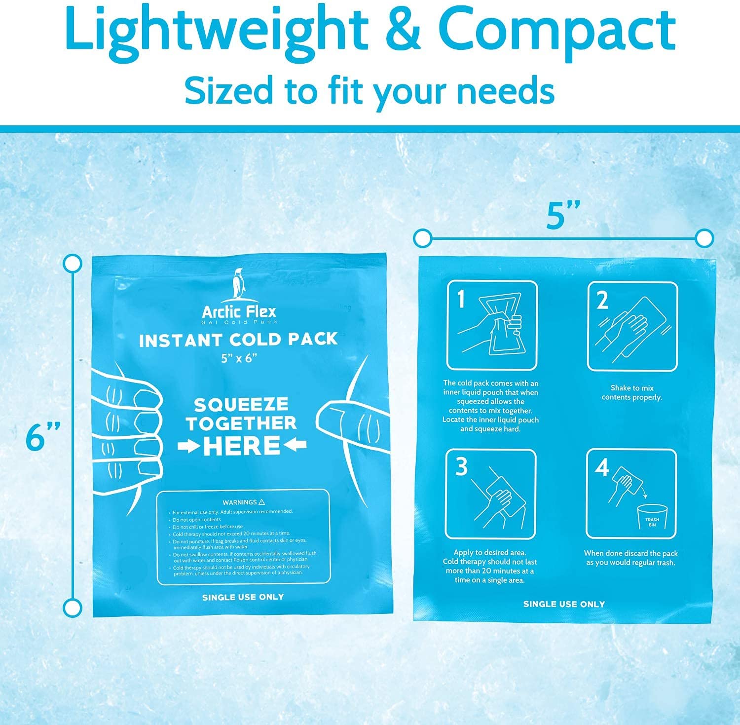 Arctic Flex Instant Cold Packs (24 Pack) - Disposable Single Use Ice for Injuries, Pain Relief, Infl