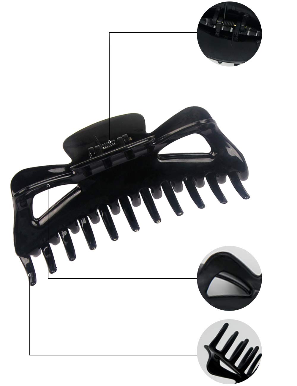 ACCGLORY Large Black Hair Claw Clips for Women with Thick Hair Tight Grip Fine Hair Clips (Butterfly