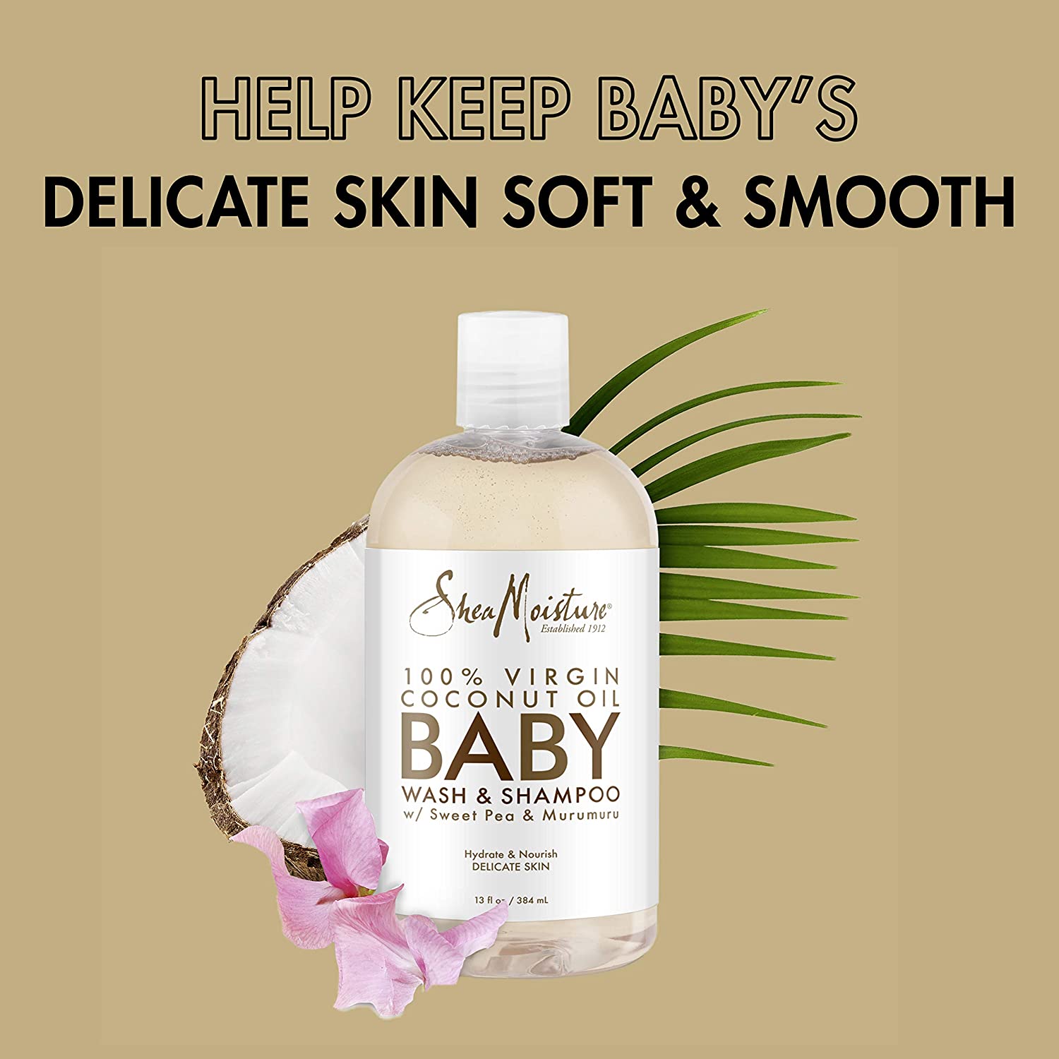 SheaMoisture Baby Wash and Shampoo for Baby 100% Virgin Coconut Oil, 13 Fl Oz