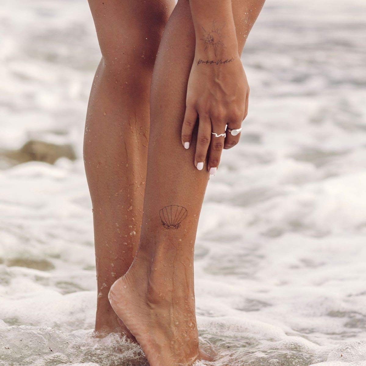 Pura Vida Waves Temporary Tattoo Set - Instructions Included - Pack of 3