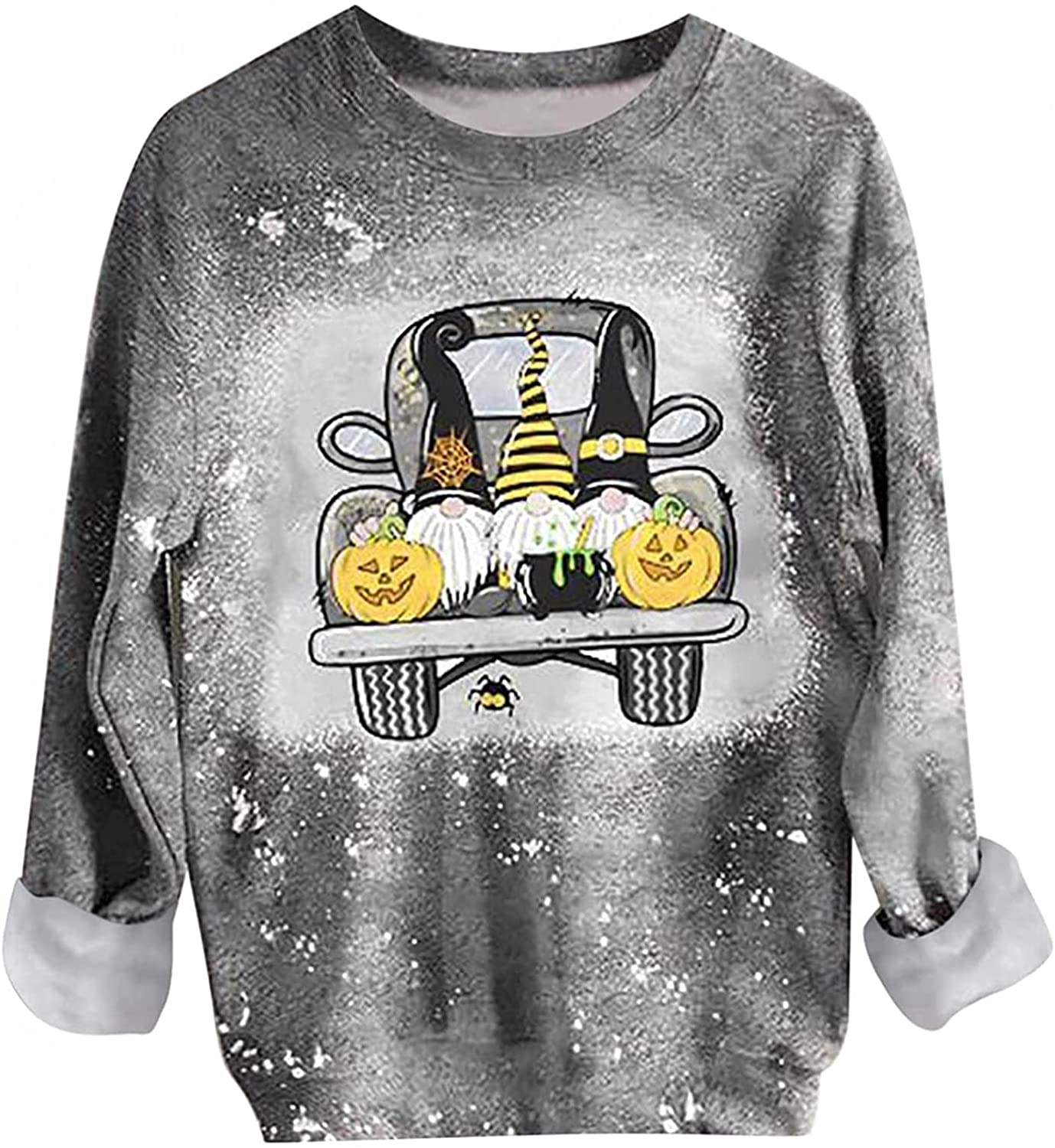 Fall Sweatshirts for Women Casual Crew neck Long Sleeve Pullover Blouse Trendy Reverse Tie Dye Light