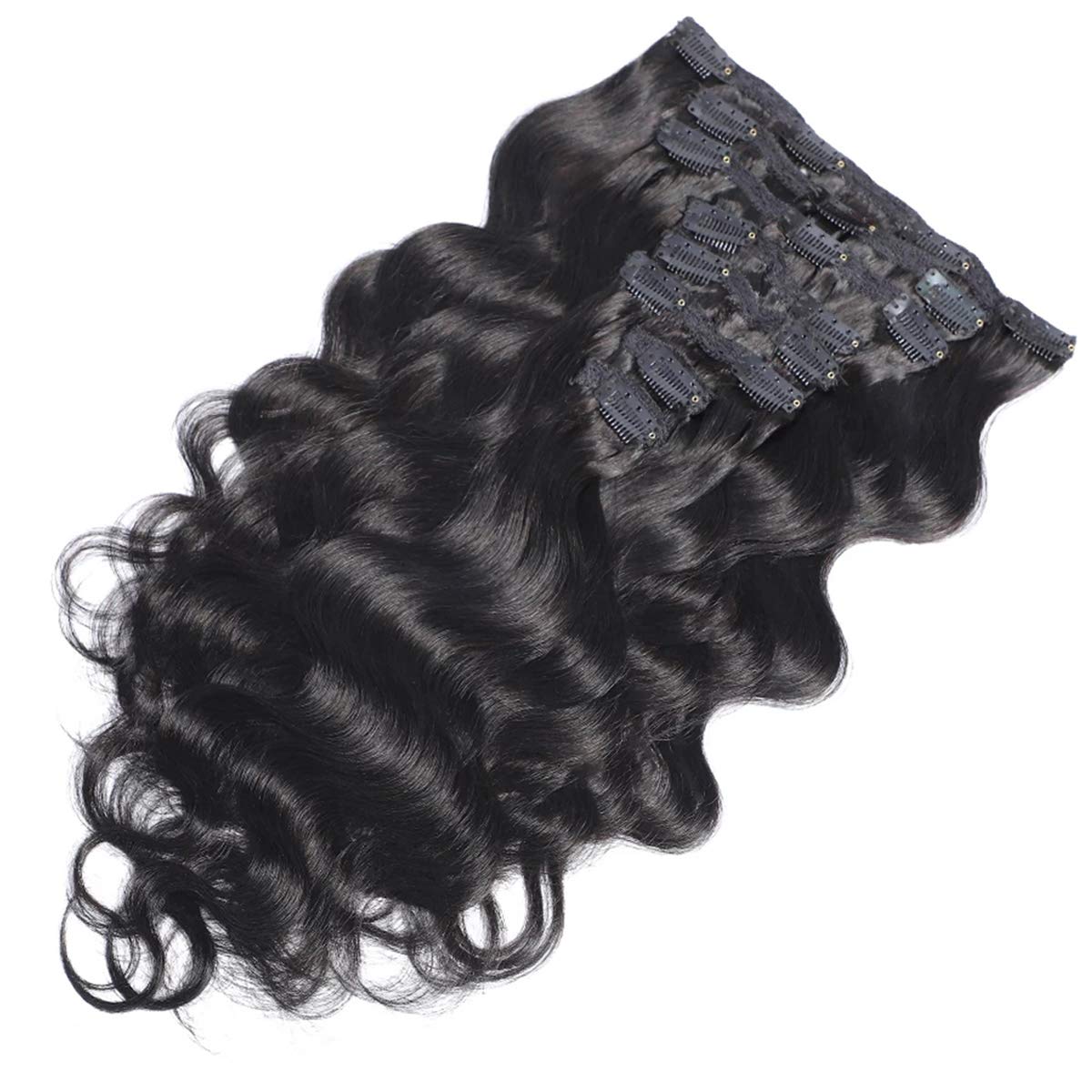 Clip in Hair Extensions #1B Natural 10A Body Wave 100% Unprocessed Virgin Human Hair Cheap 8 Pieces/