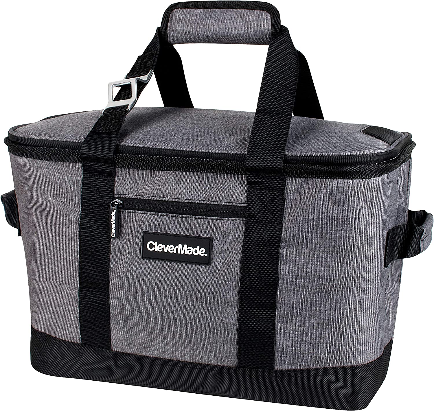 CleverMade Collapsible Cooler Bag, Heather Grey/Black & Collapsible Cooler Bag with Shoulder Strap: 