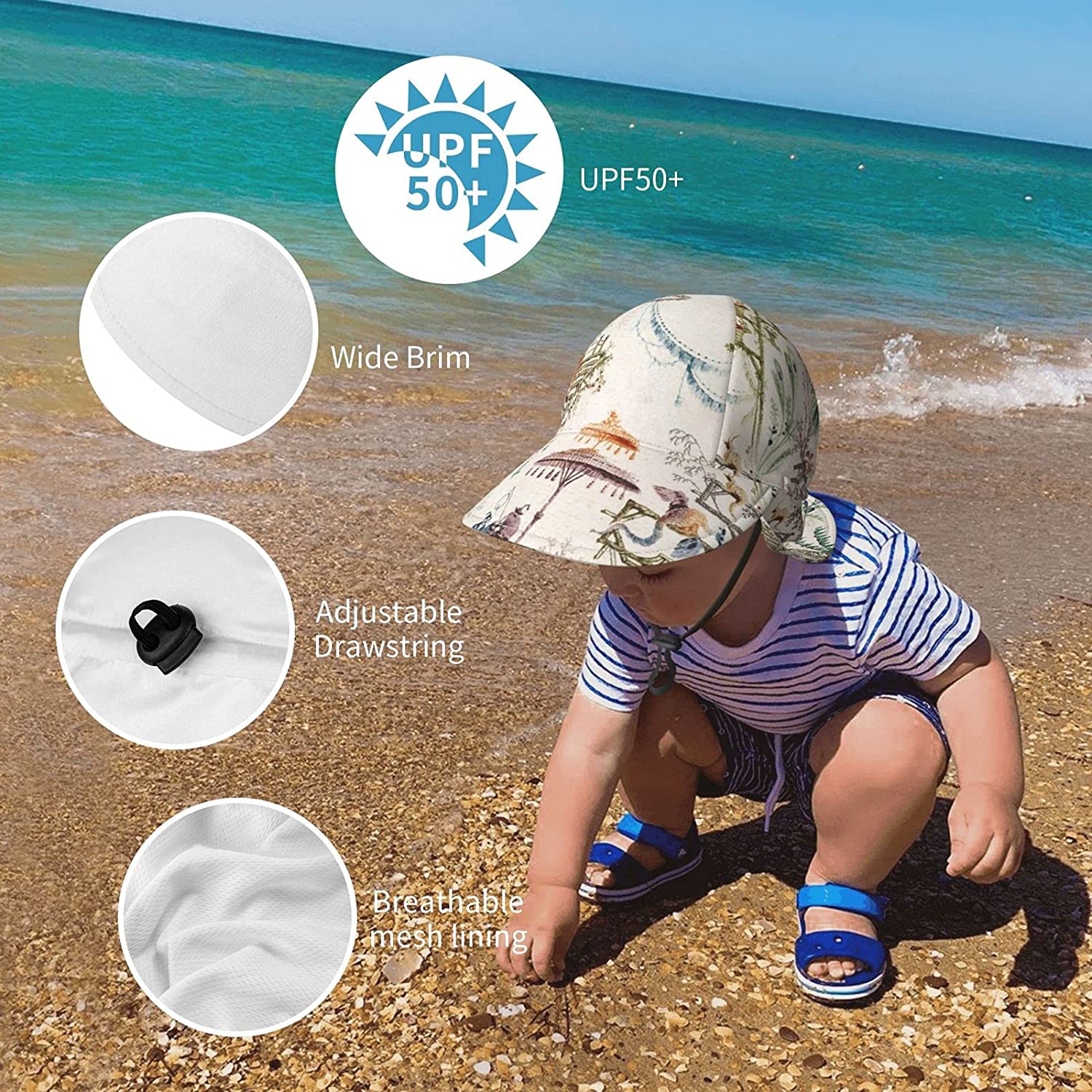 Kids Sun Hat Summer Play Hat Wide Brim Sun Protection Caps for Baby Infant Bucket Hat